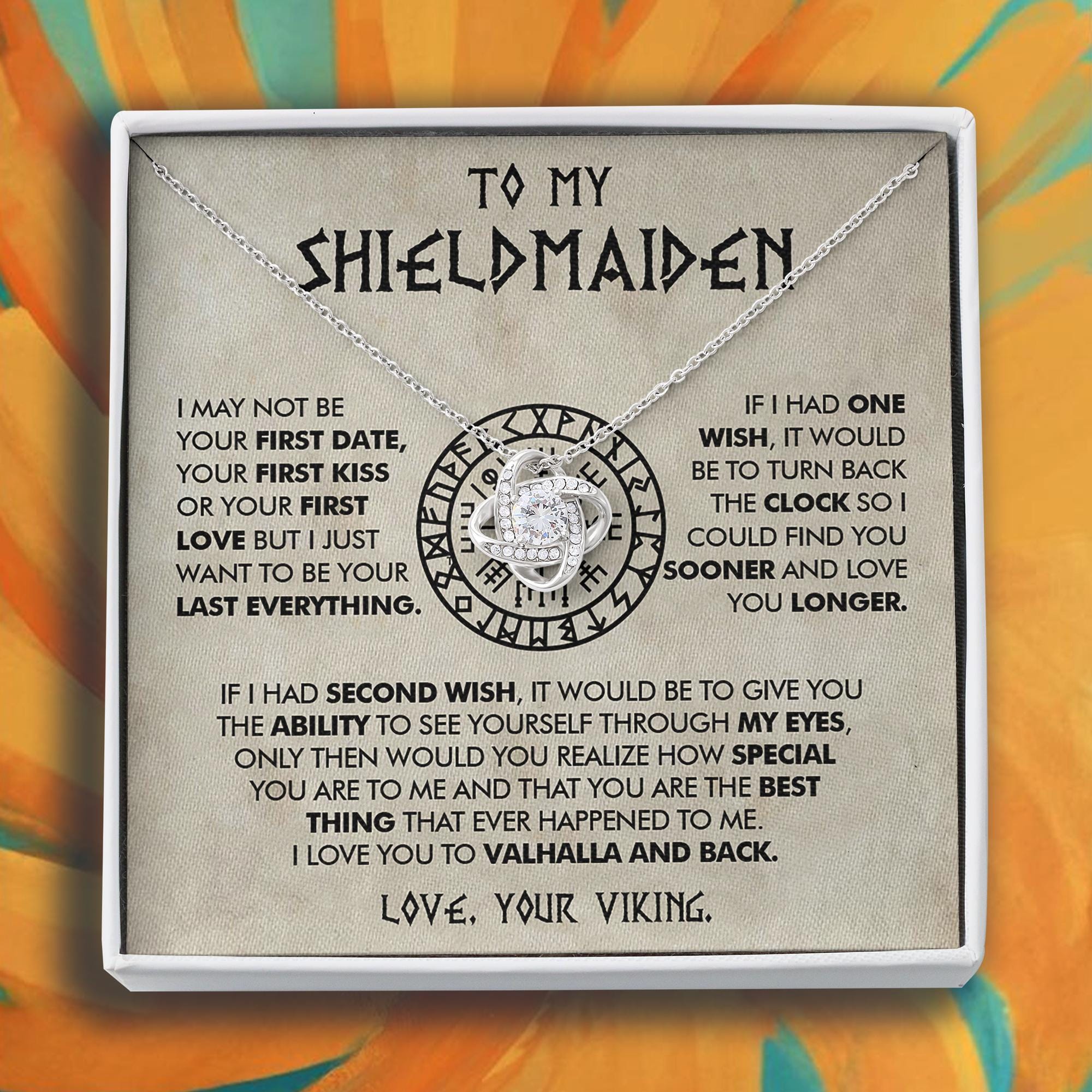 Viking Necklace - To My Shieldmaiden Necklace Gift, Viking Jewelry Gift with Message Card, Birthday