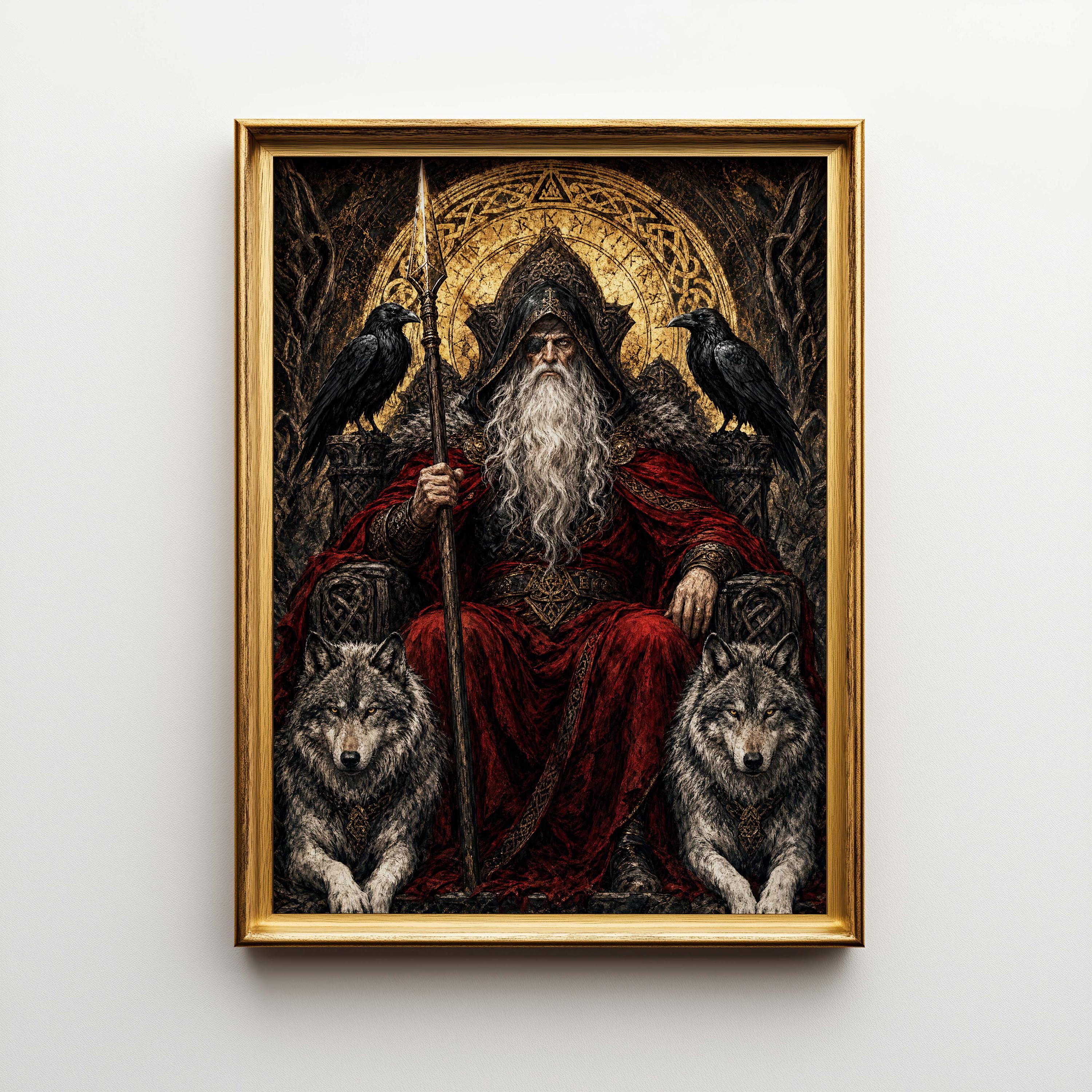 Viking Odin Blanket - Dark Fantasy Odin Woven Blanket, Norse God Viking Wall Art, Gothic Man Cave