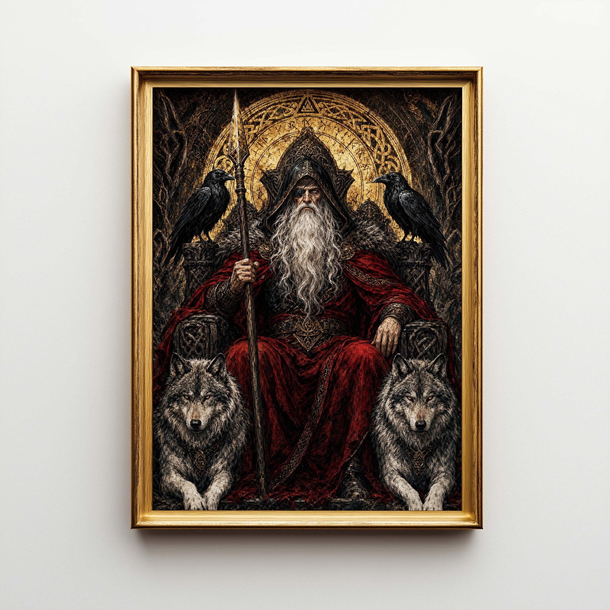 Viking Odin Home Decor - Dark Fantasy Odin Poster & Canvas, Norse God Viking Wall Art, Gothic Man