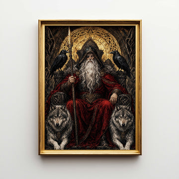 Viking Odin Home Decor - Dark Fantasy Odin Poster & Canvas, Norse God Viking Wall Art, Gothic Man