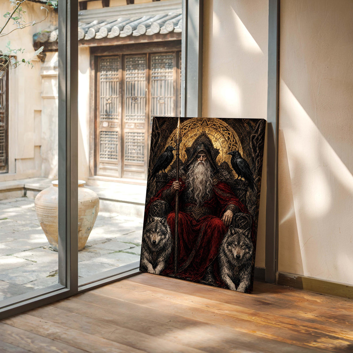 Viking Odin Home Decor - Dark Fantasy Odin Poster & Canvas, Norse God Viking Wall Art, Gothic Man
