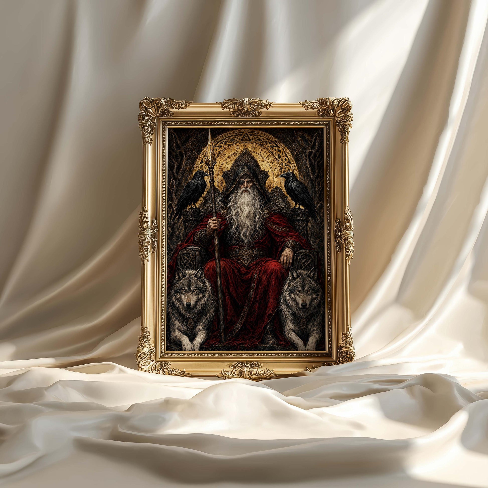 Viking Odin Home Decor - Dark Fantasy Odin Poster & Canvas, Norse God Viking Wall Art, Gothic Man