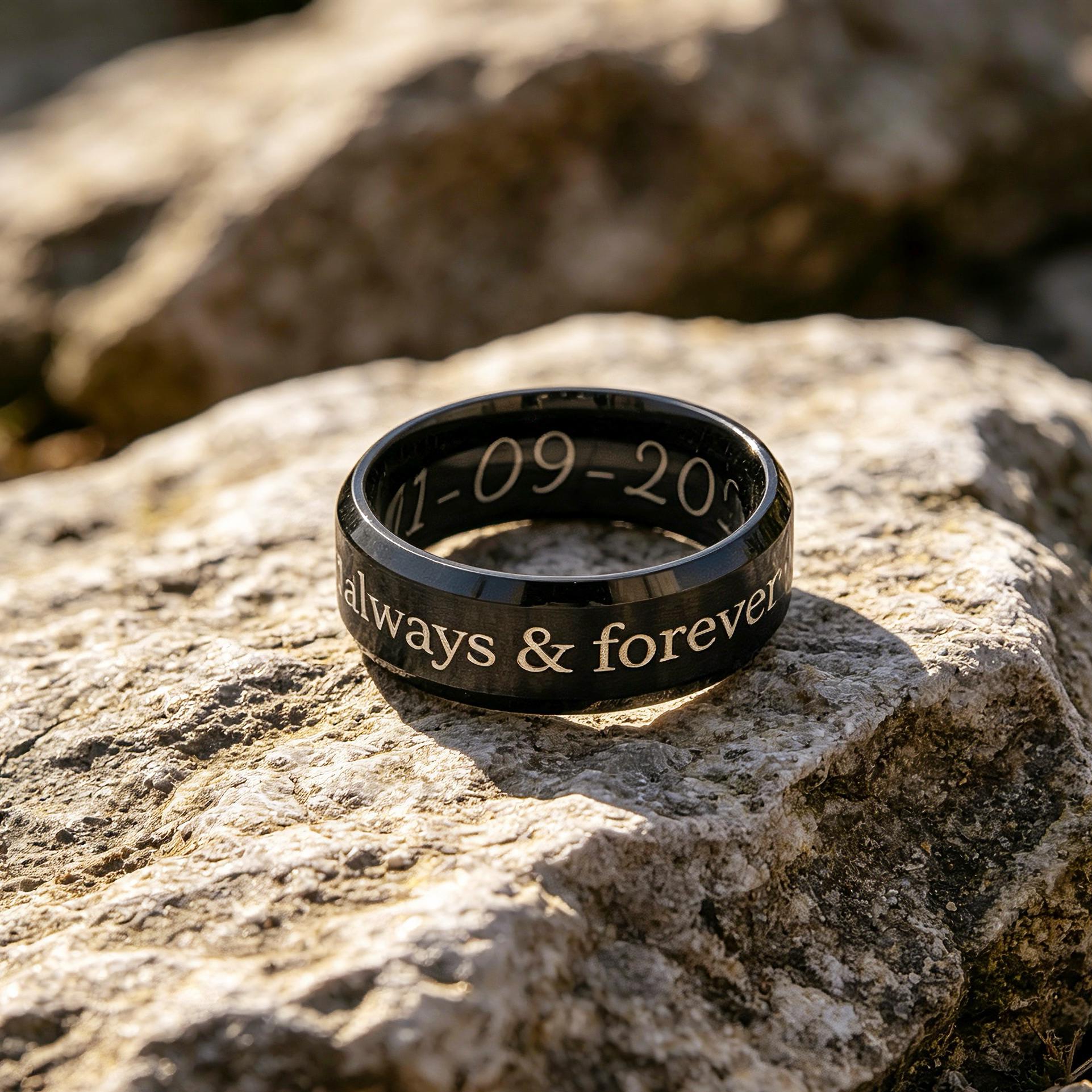 Viking Odin Ring - Blue Tungsten Viking Ring Norse Wedding Band Odin Symbol Personalized Mens