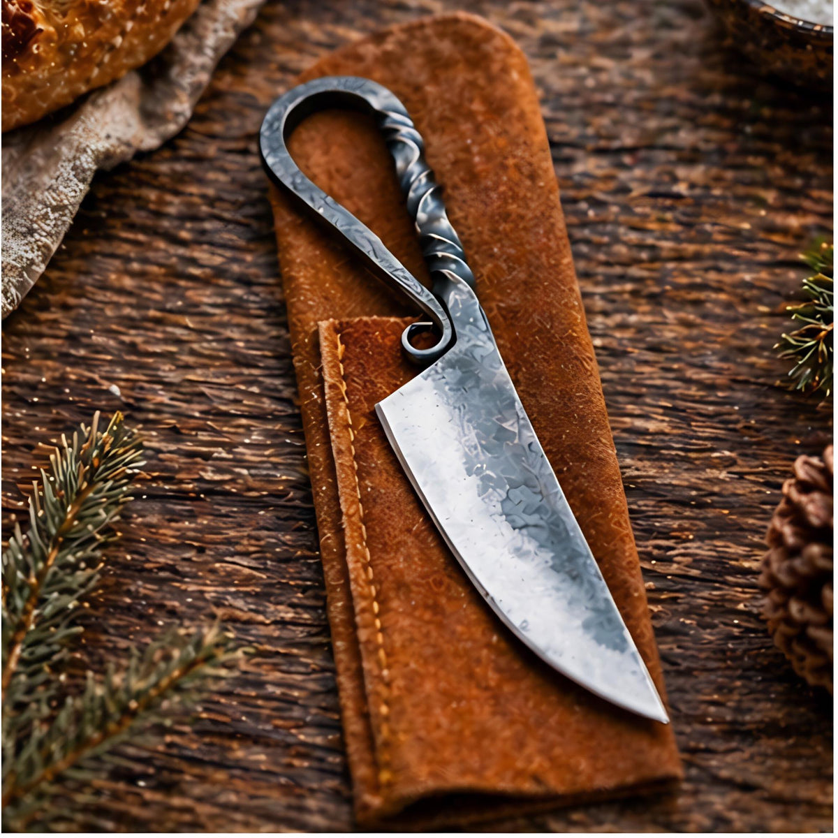 Viking Leather Accessory - Hand Forged Viking Cutlery Set – High Carbon Steel Medieval Utensils Set