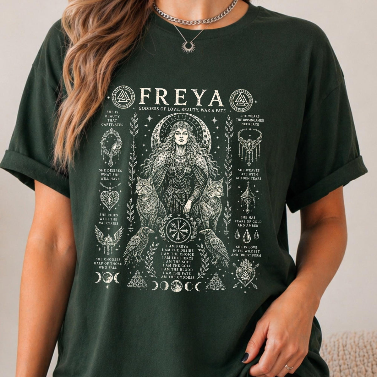 Viking T-Shirt - Viking Goddess Freya T-Shirt, Norse Mythology Warrior Sorceress Tee, Goth Grunge