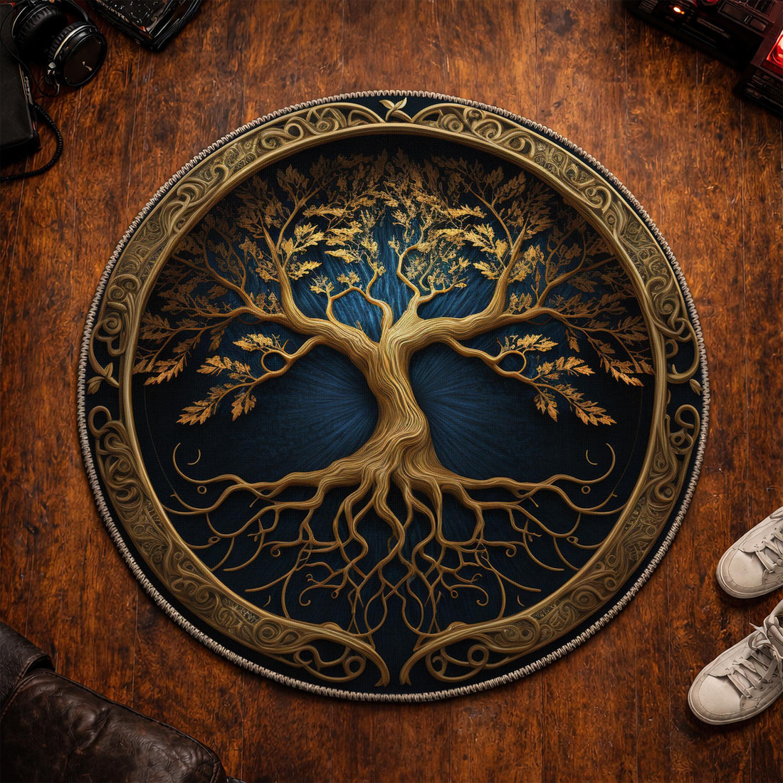 Viking Yggdrasil Tree of Life Rug - Yggdrasil Tree Of Life Round Rug, Nordic Carpet, Vikings Rug