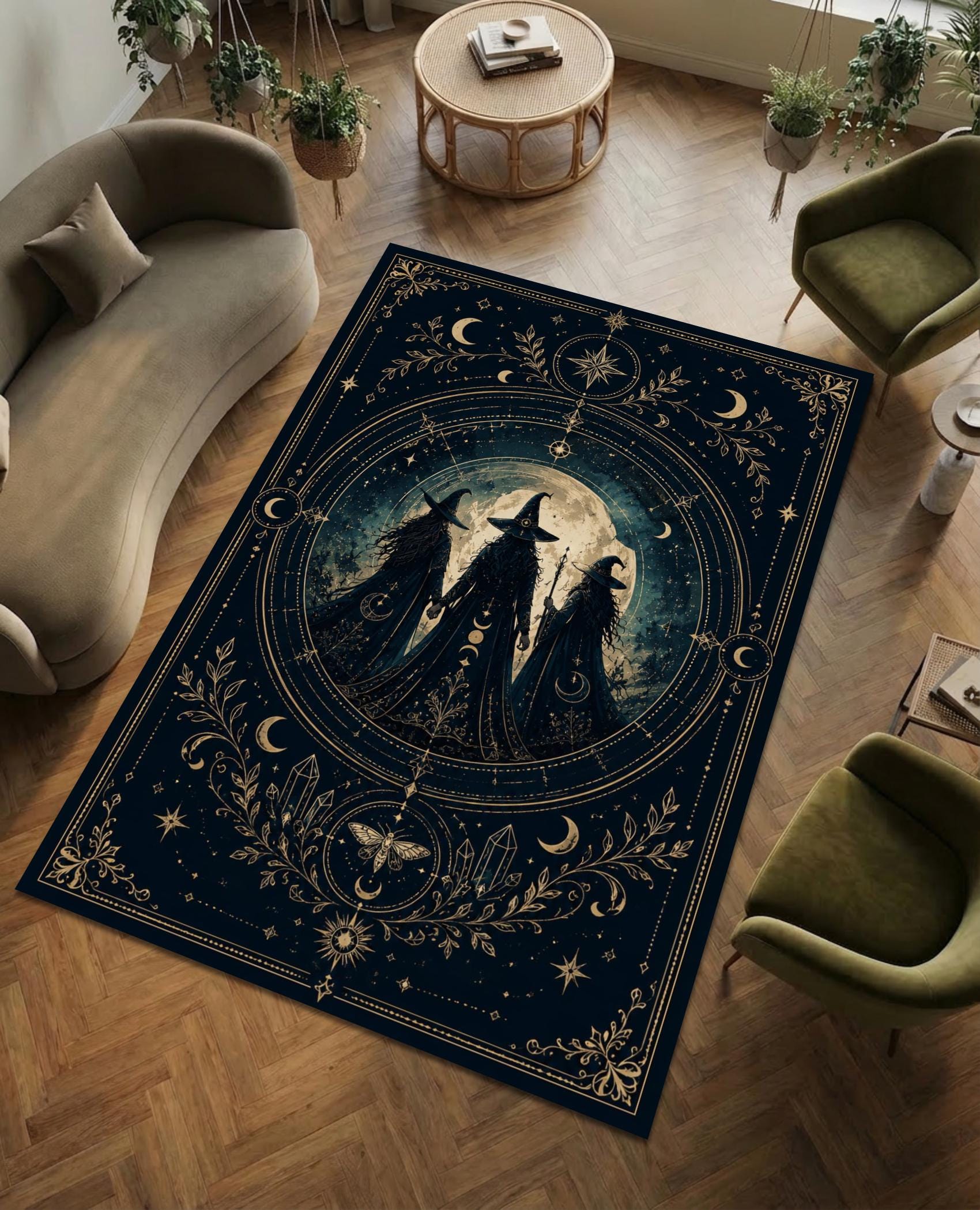 Viking Wolf Rug - Celtic Wolf Knot Rug Viking Nordic Symbol Art Carpet Dark Mythic Tribal Decor