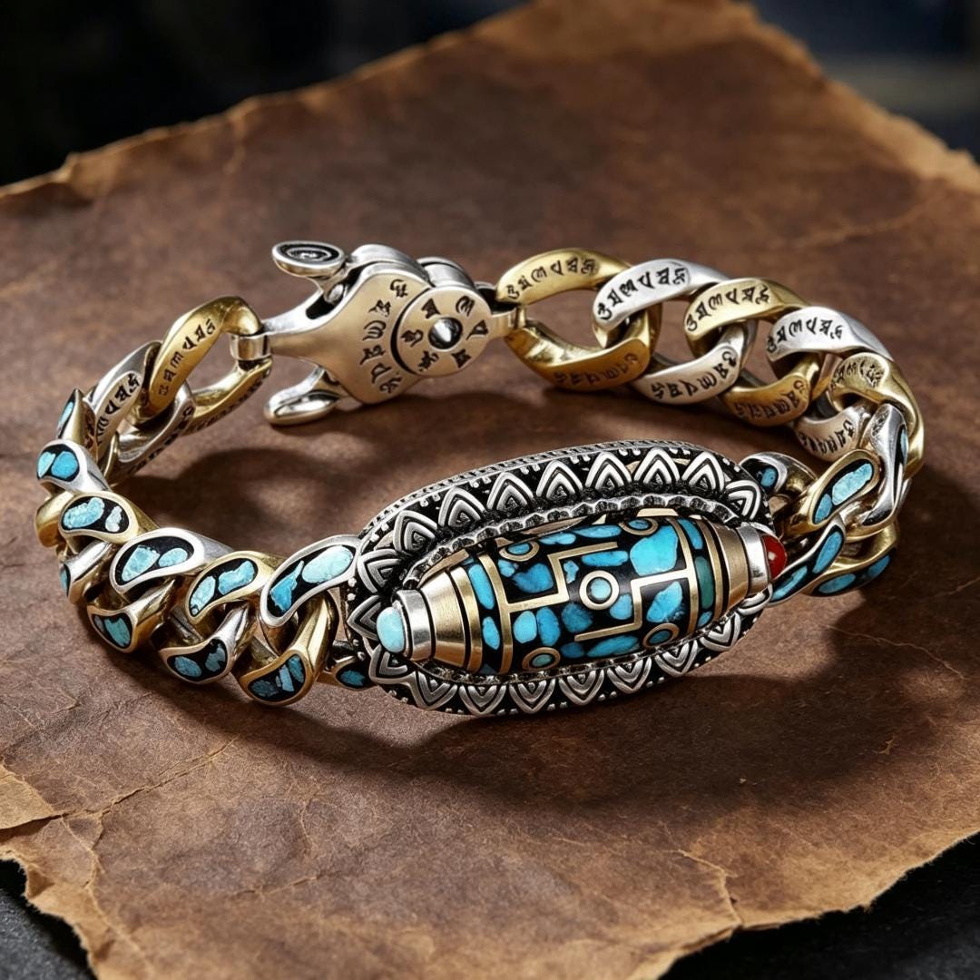 Viking Bracelet - Handcrafted Damascus Steel Square Cube Beaded Bracelet – Nordic Viking Geometric