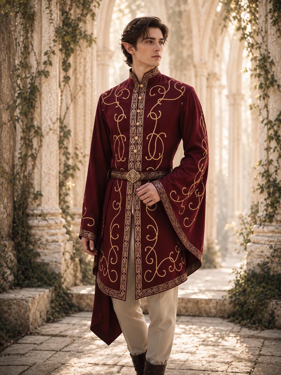 Viking T-Shirt - Embroidered Viking Tunic: Pure Lambs wool with cotton Lining, Reenactment Garb