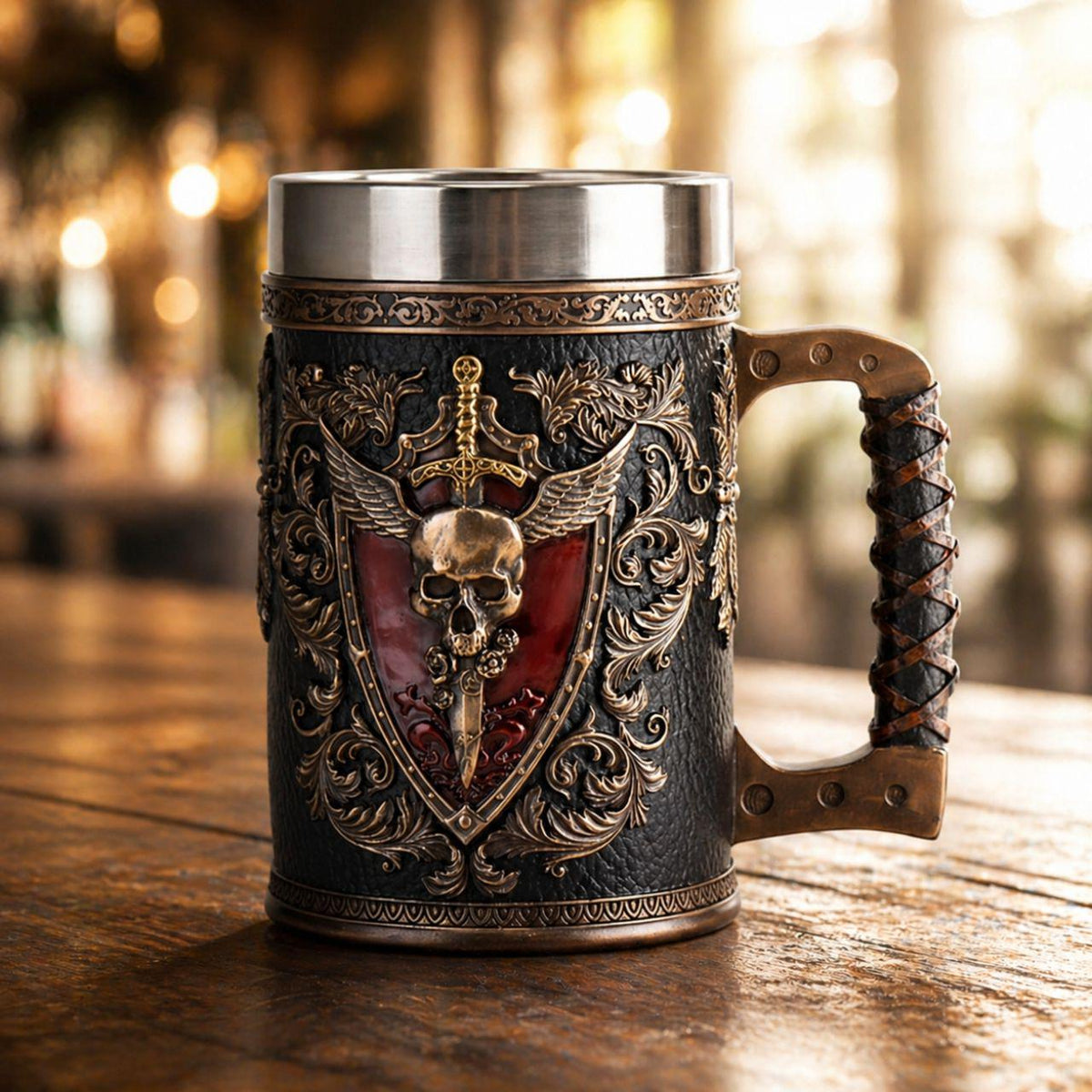 Viking Mug - Ivar the Bloodthirsty Viking Mug, 600ml Stainless Steel Beer Stein, Norse Warrior Cup