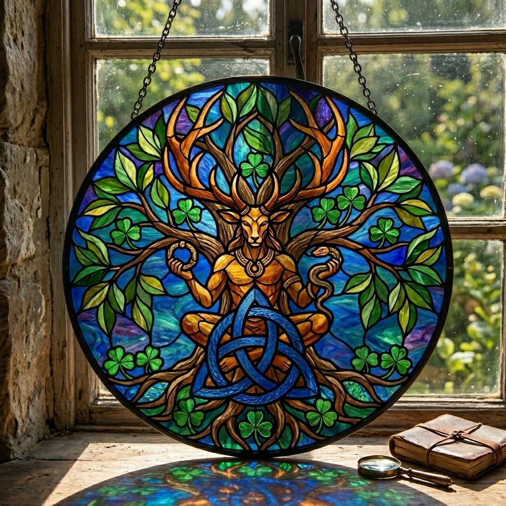 Viking Yggdrasil Tree of Life Home Decor - Yggdrasil Tree of Life Stained Glass Suncatcher, Viking