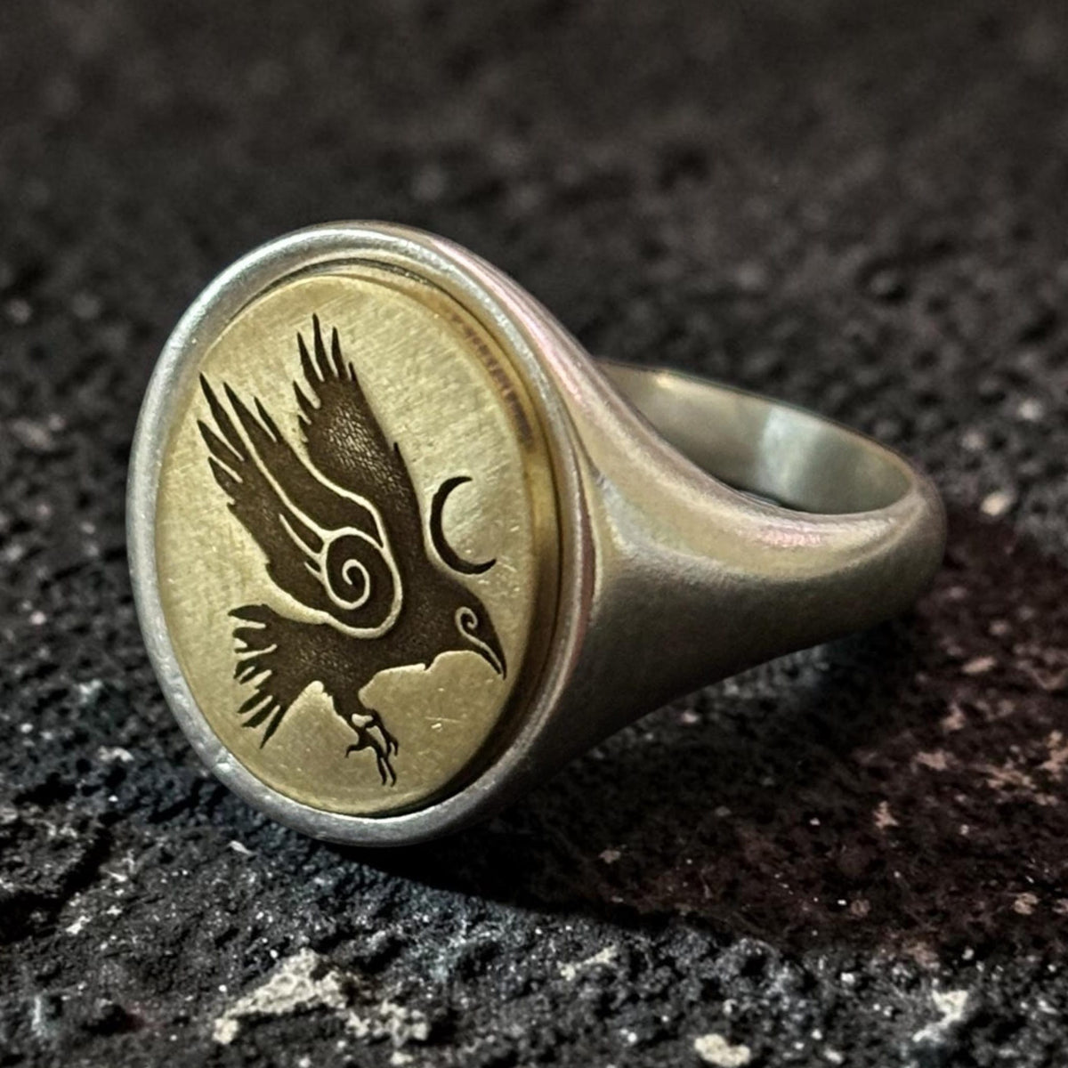 Viking Odin Ring - Vegvisir Viking Signet Ring, Norse Rune Protection Ring, 316L Stainless Steel