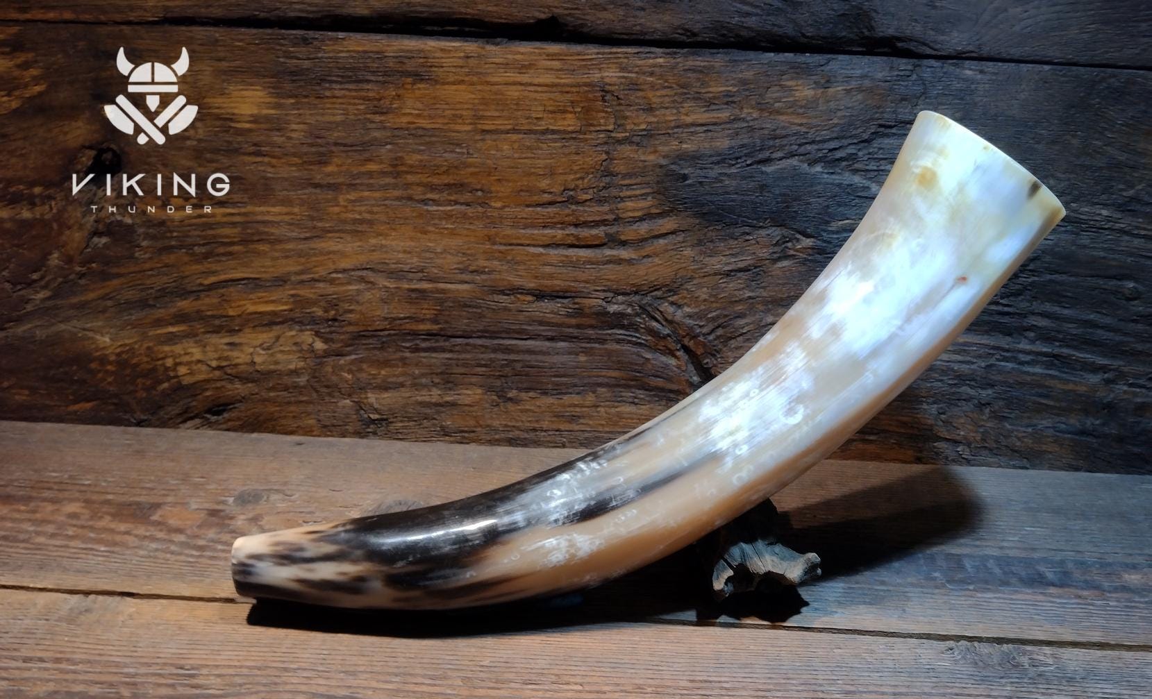 Viking Wolf Weapon Replica - Norse Viking War Horn, Handmade Engraved Wolf Ox Horn, Leather Strap