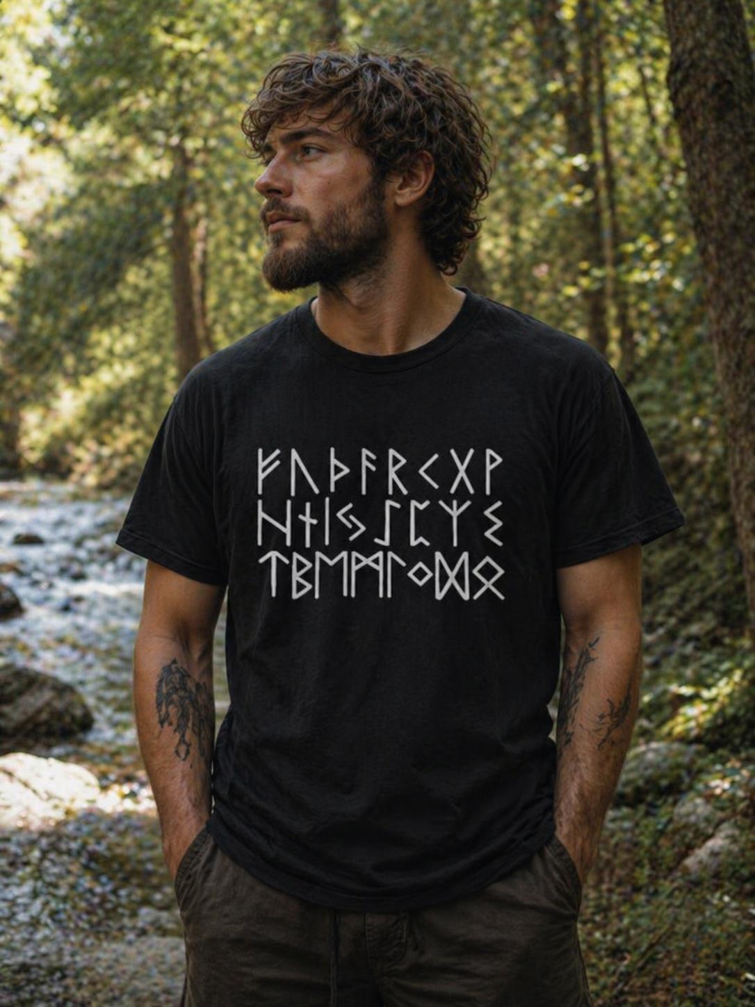 Viking Rune T-Shirt - Your Name in Runes Shirt, Custom Norse Viking Tee, Elder Futhark Graphic