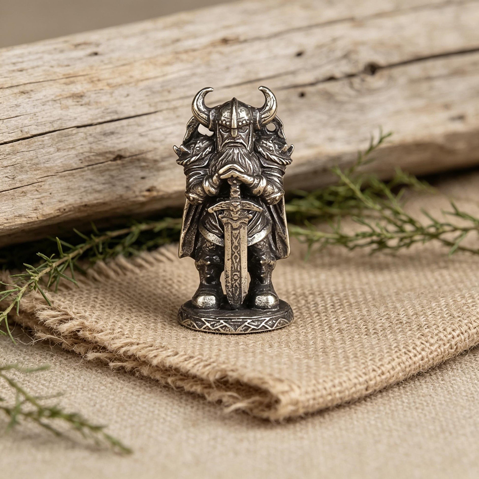 Viking Home Decor - Handmade Mini Bronze Viking Statue - Retro Desktop Decoration, Gothic Small