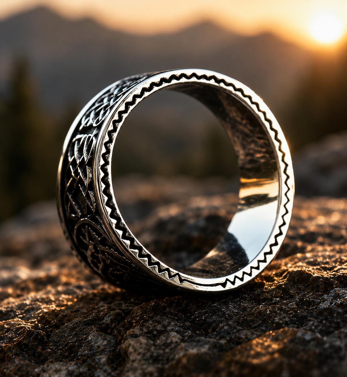 Viking Raven Ring - Viking Tree of Life Ring – Nordic Raven Signet Ring