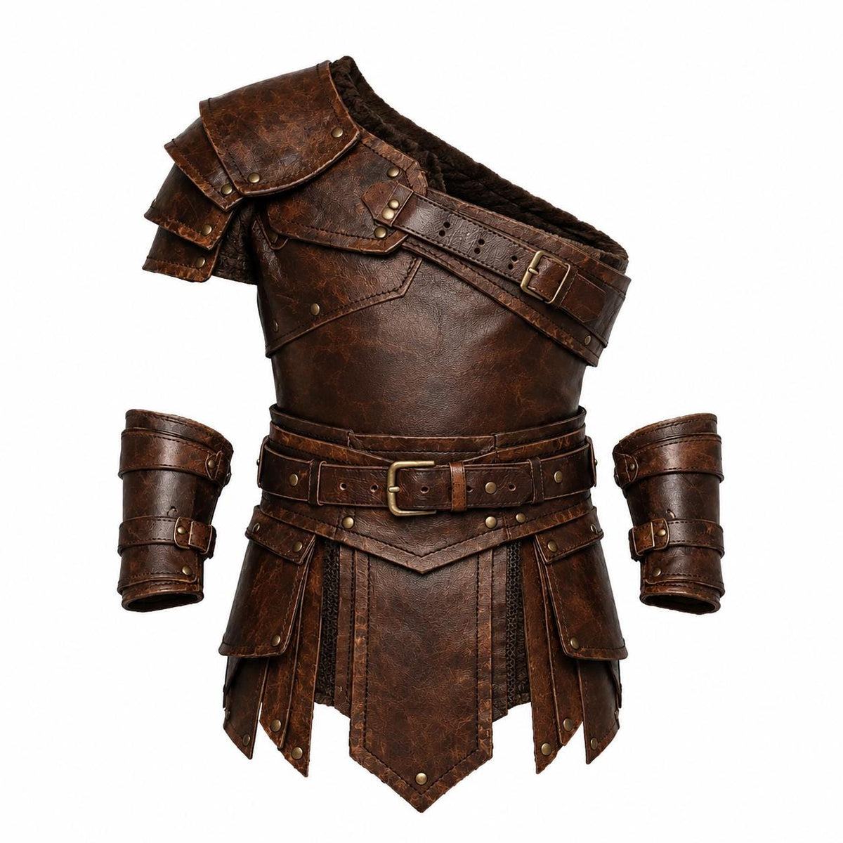 Viking Jacket - Inspired Jacket Viking Warrior Leather Coat with Faux Fur Hood Norse Mythology