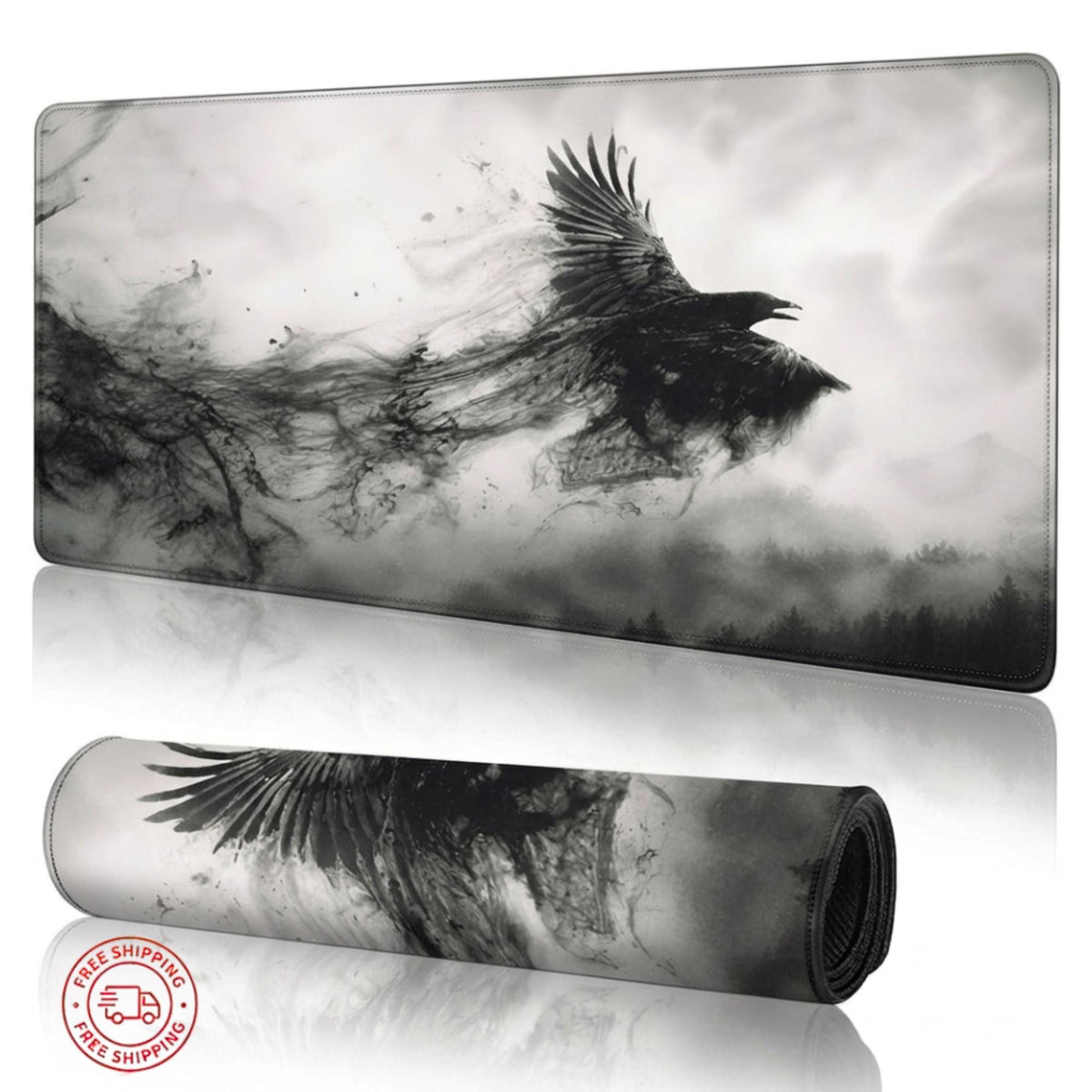 Viking Thor's Hammer Leather Accessory - Viking Desk Mat - Norse Mythology Mouse Pad, Longship &