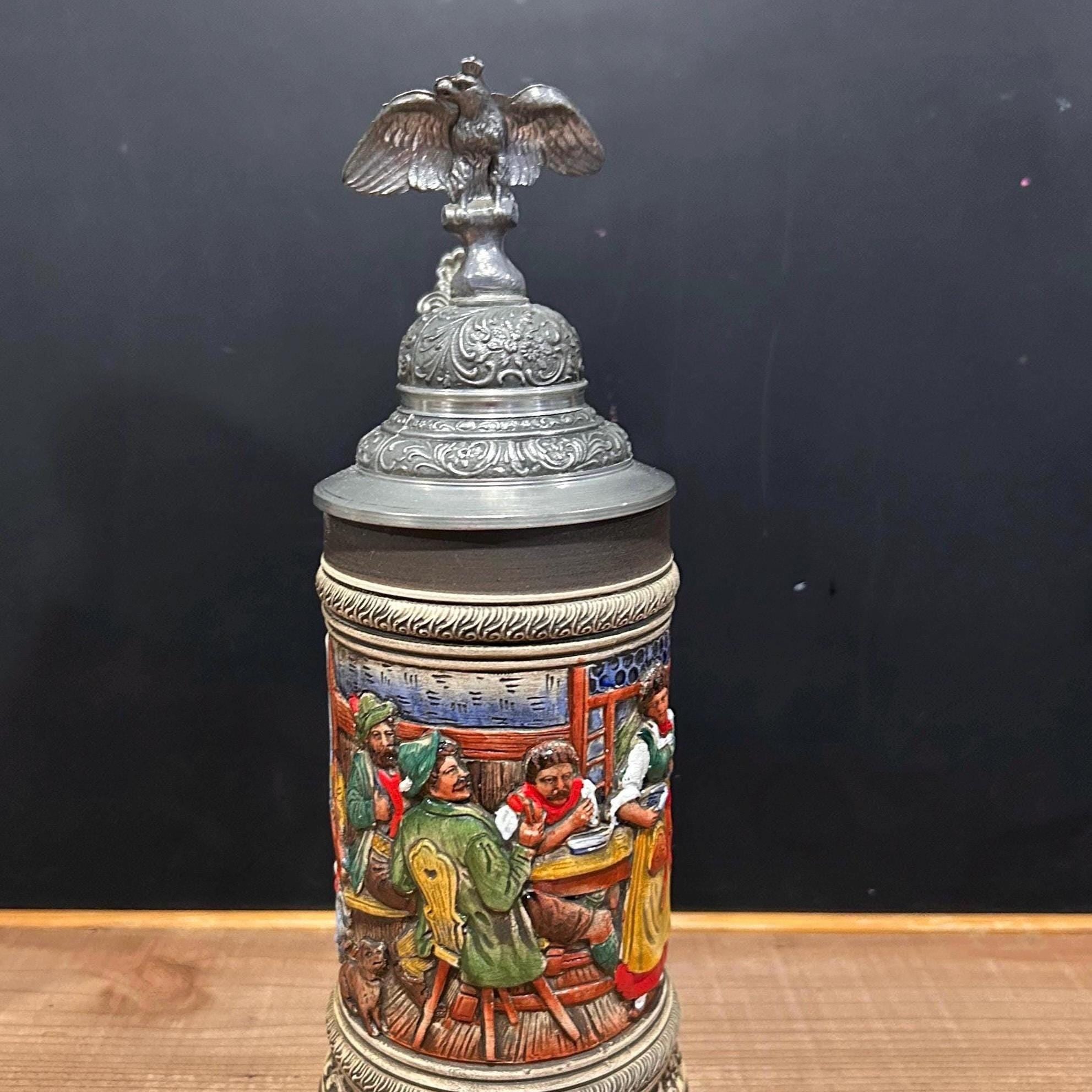 Viking Mug - Vintage Medieval Fantasy Ceramic Beer Stein Wizard Lid Viking Warrior Christmas Gift