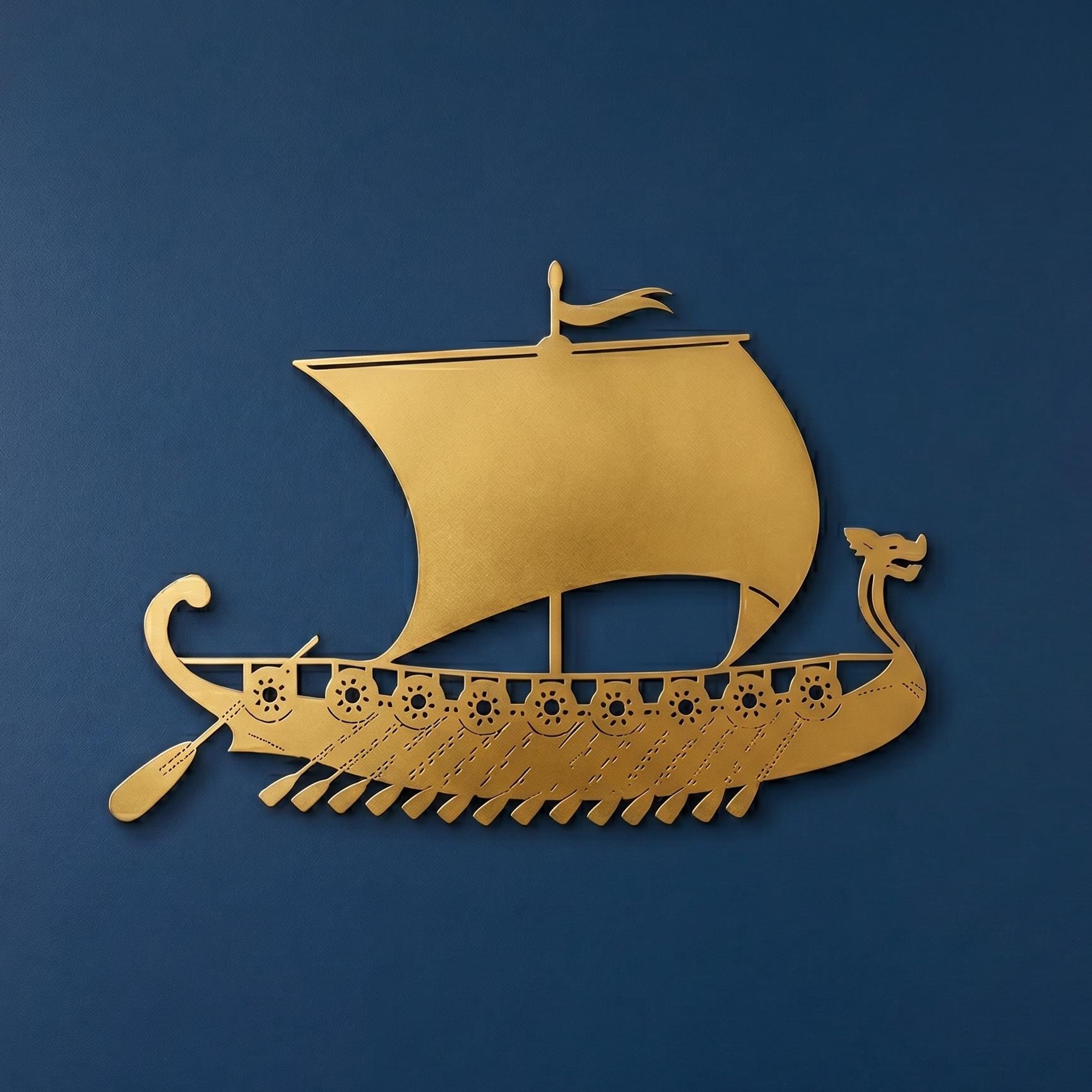 Viking Home Decor - Viking Ship Metal Wall Art: Nordic Home Decor