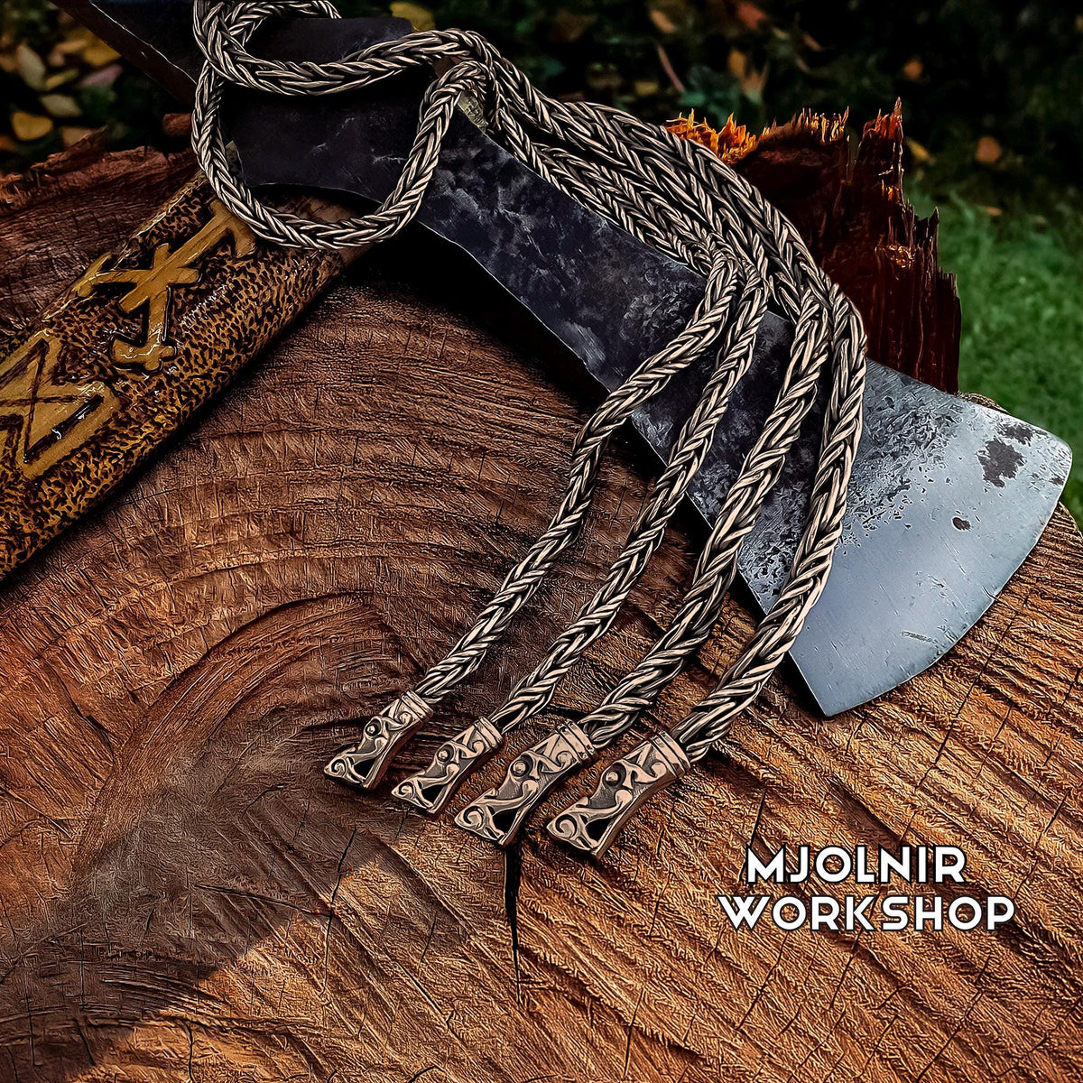Viking Wolf Necklace - Bronze Viking Chain Wolf Head Necklace - Gotland Replica