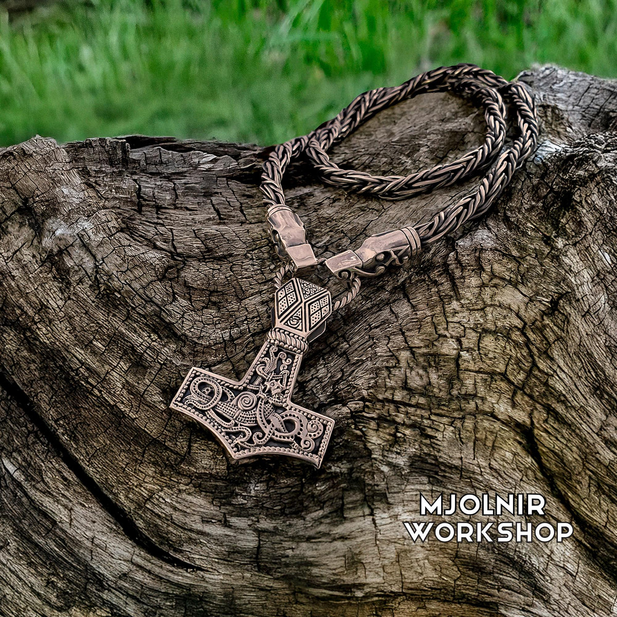 Viking Raven Necklace - Raven Head Viking Chain: Bronze Norse Necklace Replica