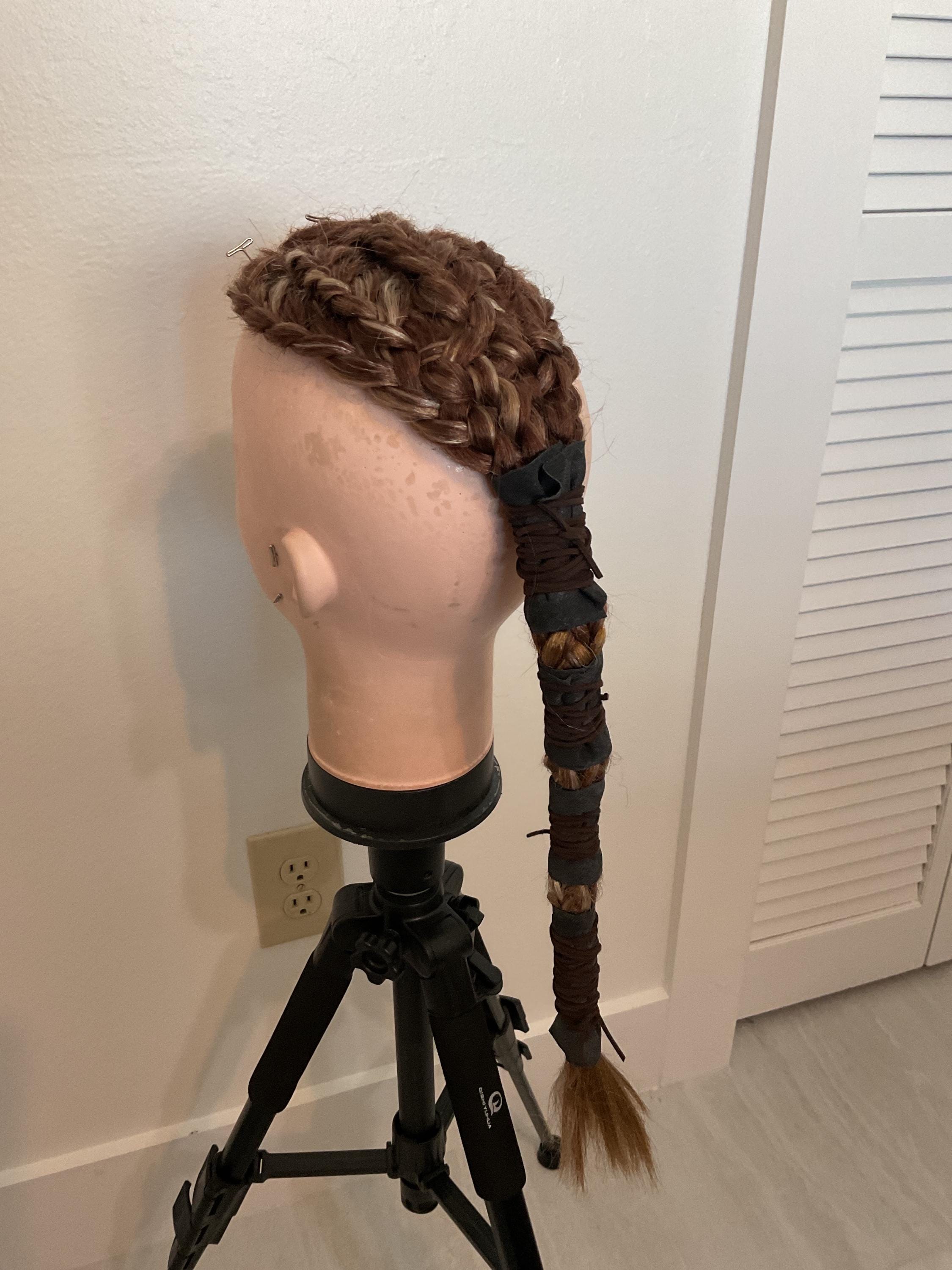 Viking Costume & LARP - Ragnar Viking Warrior battle mohawk leather braid hairpiece Viking wig