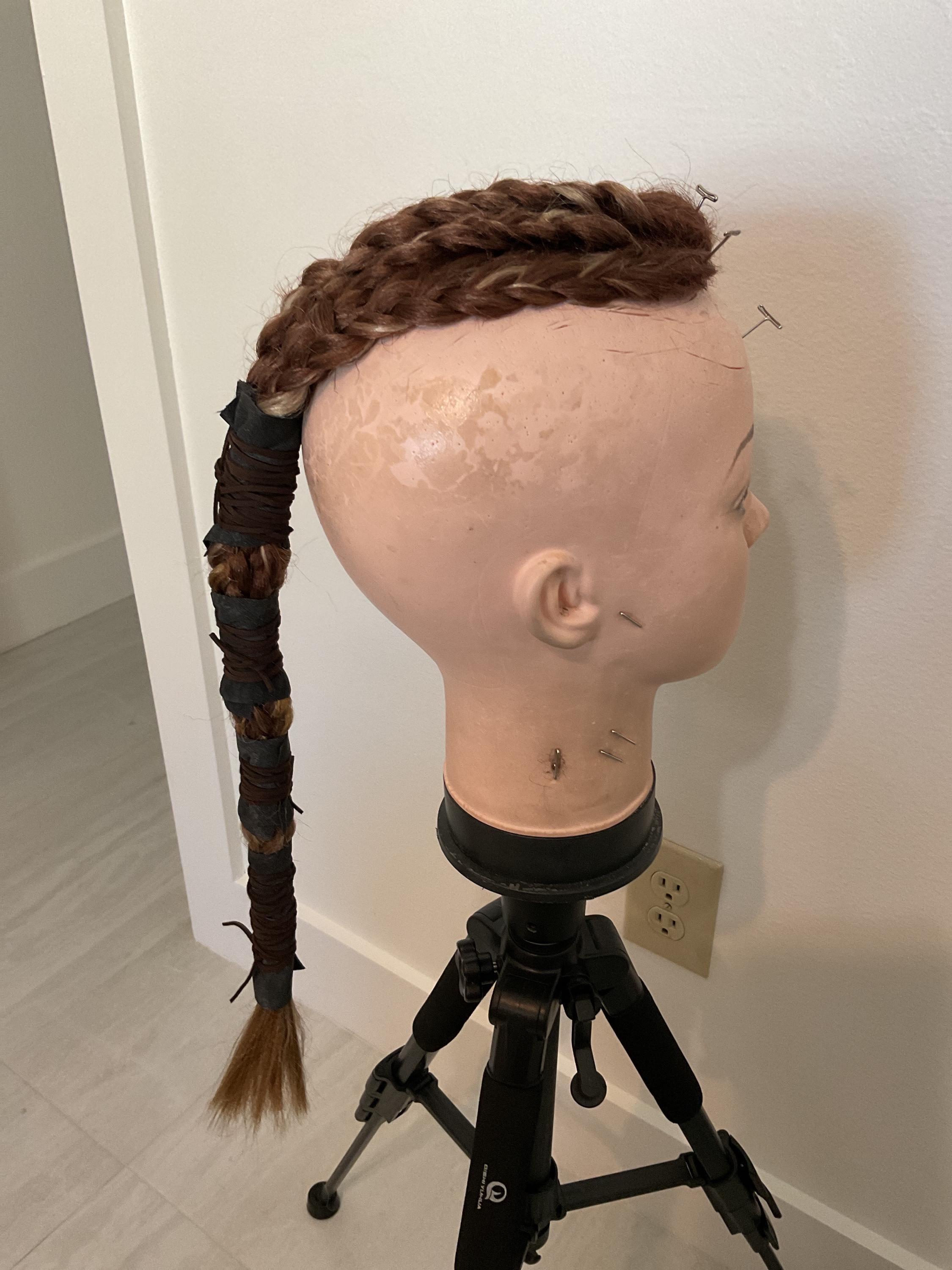Viking Costume & LARP - Ragnar Viking Warrior battle mohawk leather braid hairpiece Viking wig