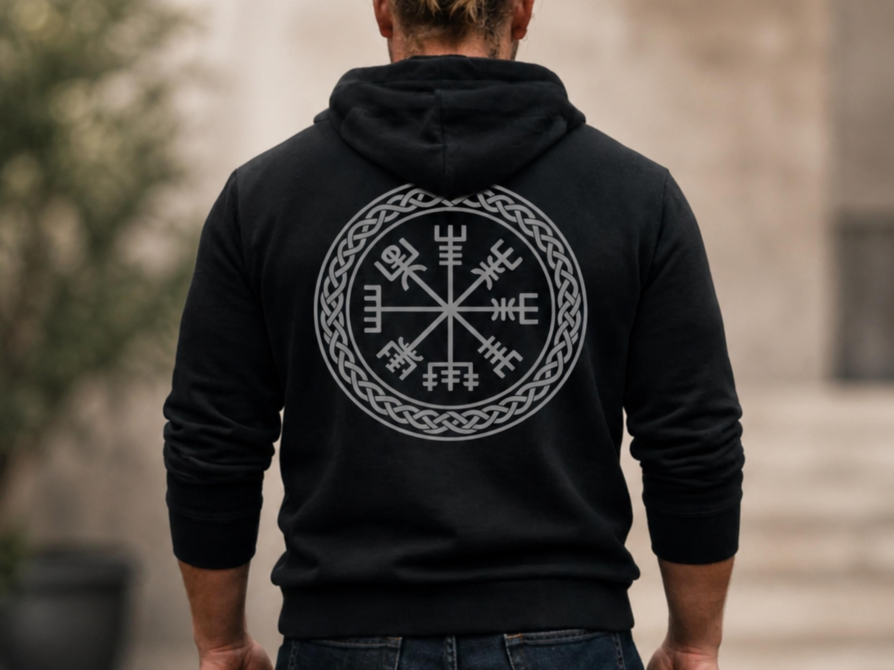 Viking Thor's Hammer Hoodie - Viking Hoodie Men Vegvisir Compass Mjolnir Thor Hammer Norse