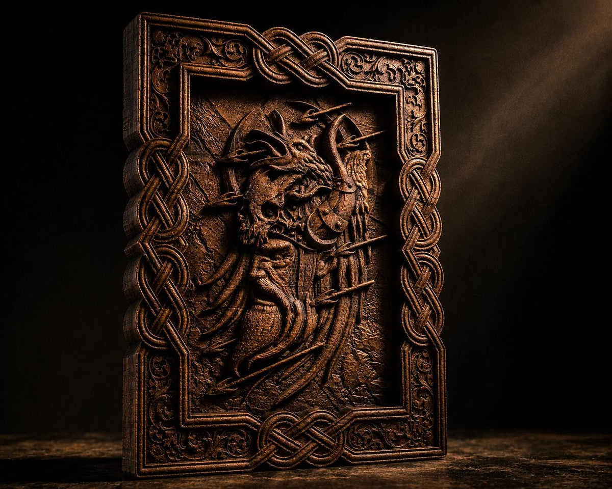 Viking Home Decor - Hand-Carved Viking Warrior Beech Wood Panel – Norse Decor