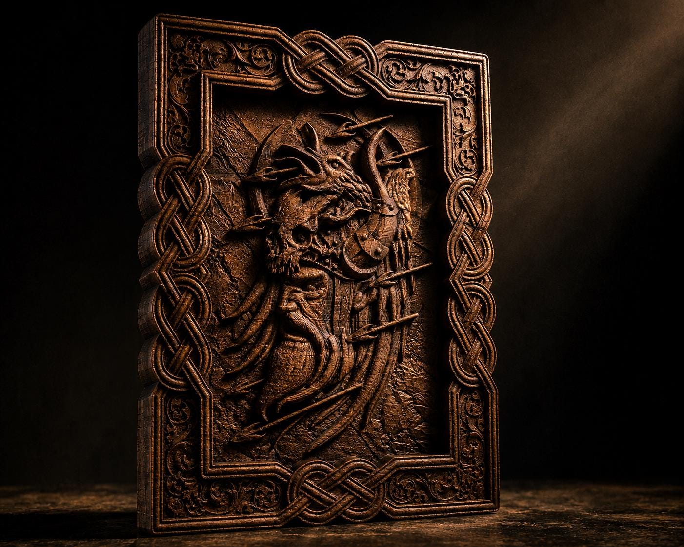 Viking Home Decor - Hand-Carved Viking Warrior Beech Wood Panel – Norse Decor