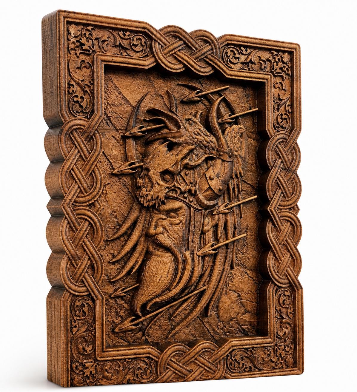 Viking Home Decor - Hand-Carved Viking Warrior Beech Wood Panel – Norse Decor