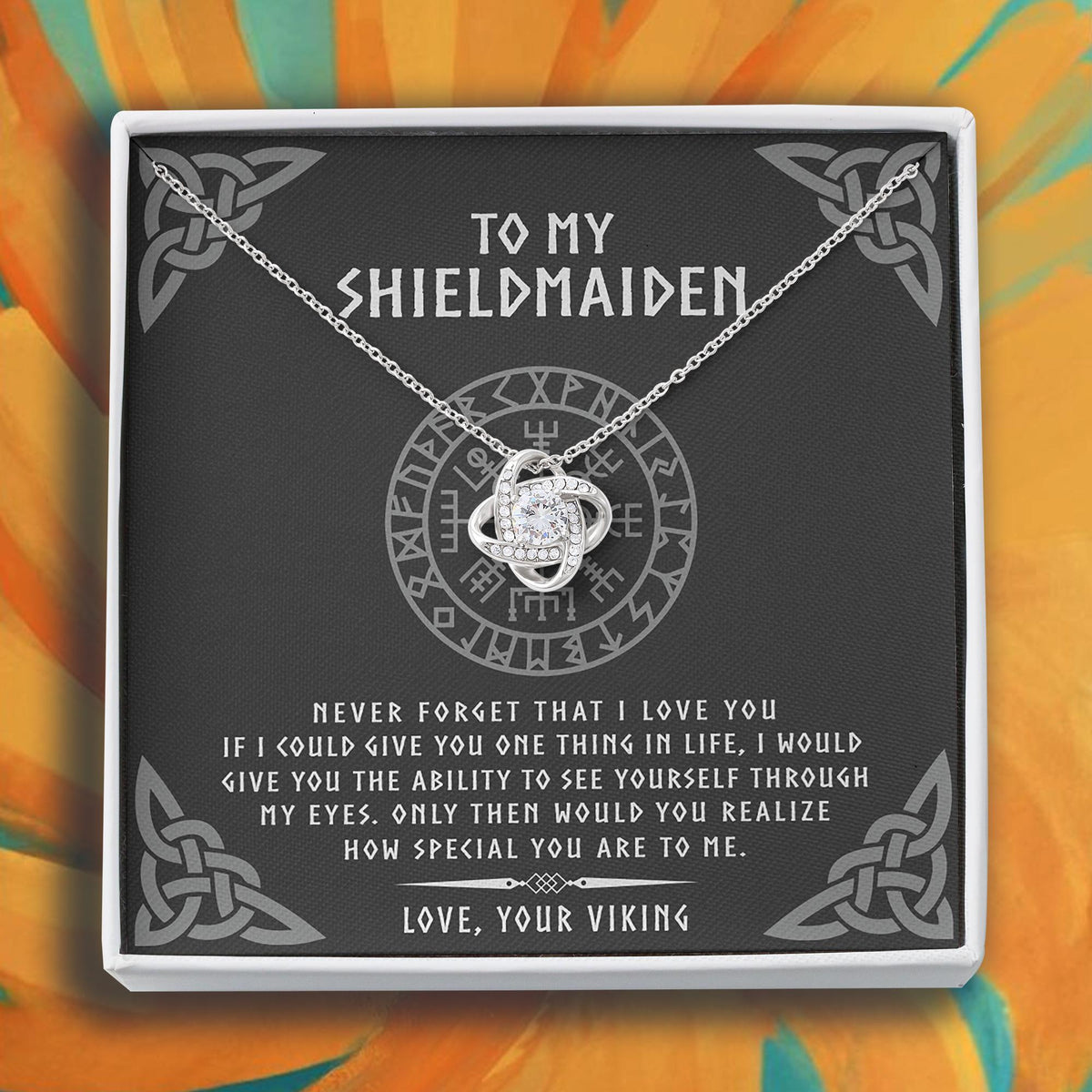 Viking Necklace - To My Shieldmaiden Necklace Gift, Viking Jewelry Gift with Message Card, Birthday