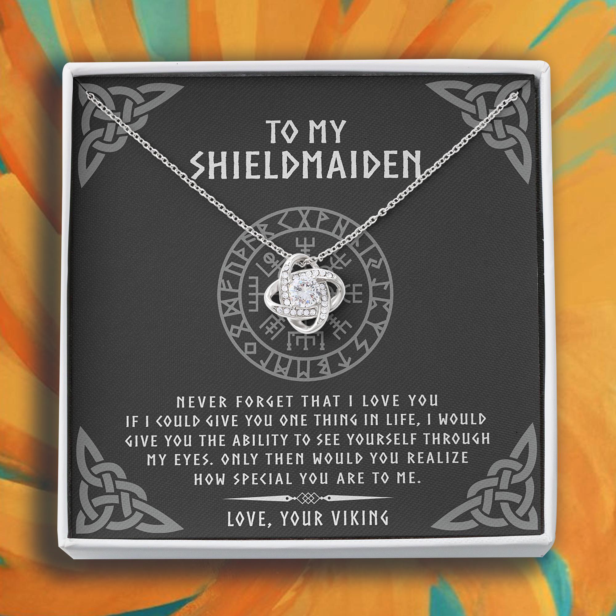 Viking Necklace - To My Shieldmaiden Necklace Gift, Viking Jewelry Gift with Message Card, Birthday