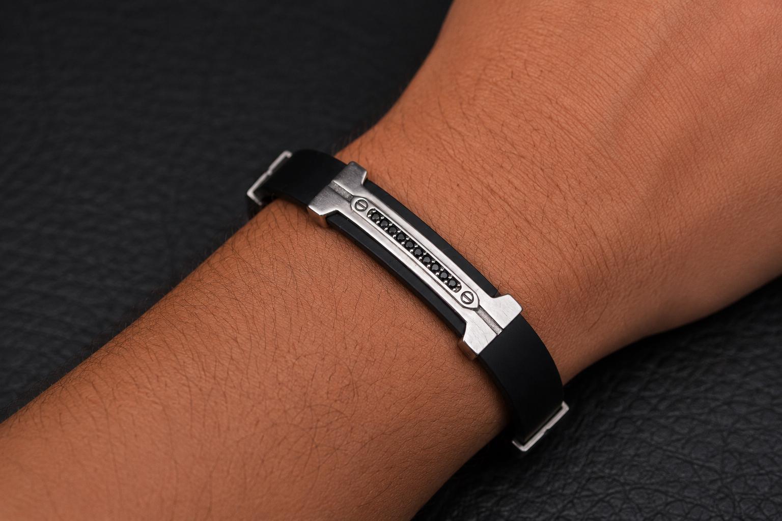Viking Bracelet - Mens Eagle Bracelet - Sterling Silver Bracelet For Men - Black Leather Viking
