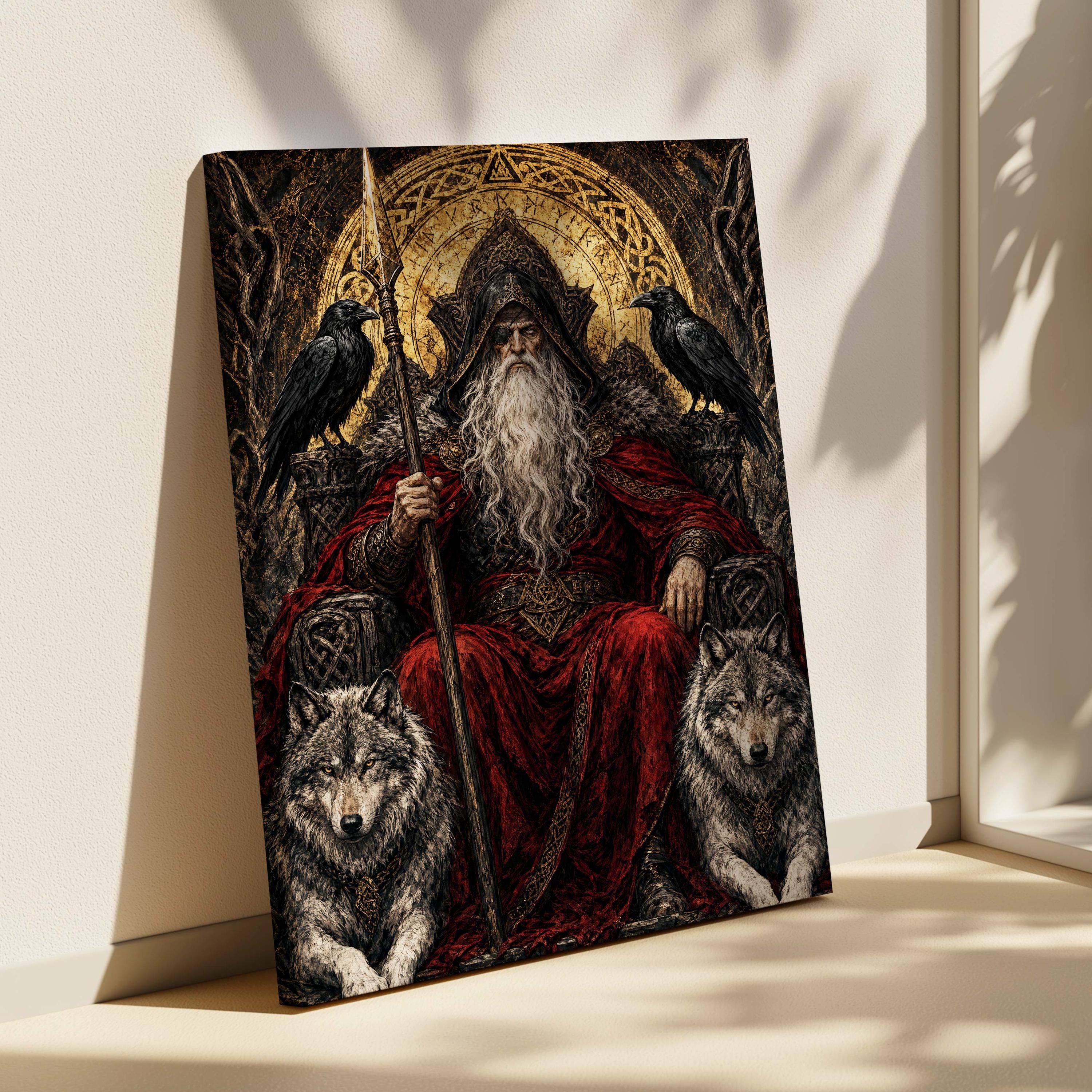 Viking Odin Home Decor - Dark Fantasy Odin Poster & Canvas, Norse God Viking Wall Art, Gothic Man