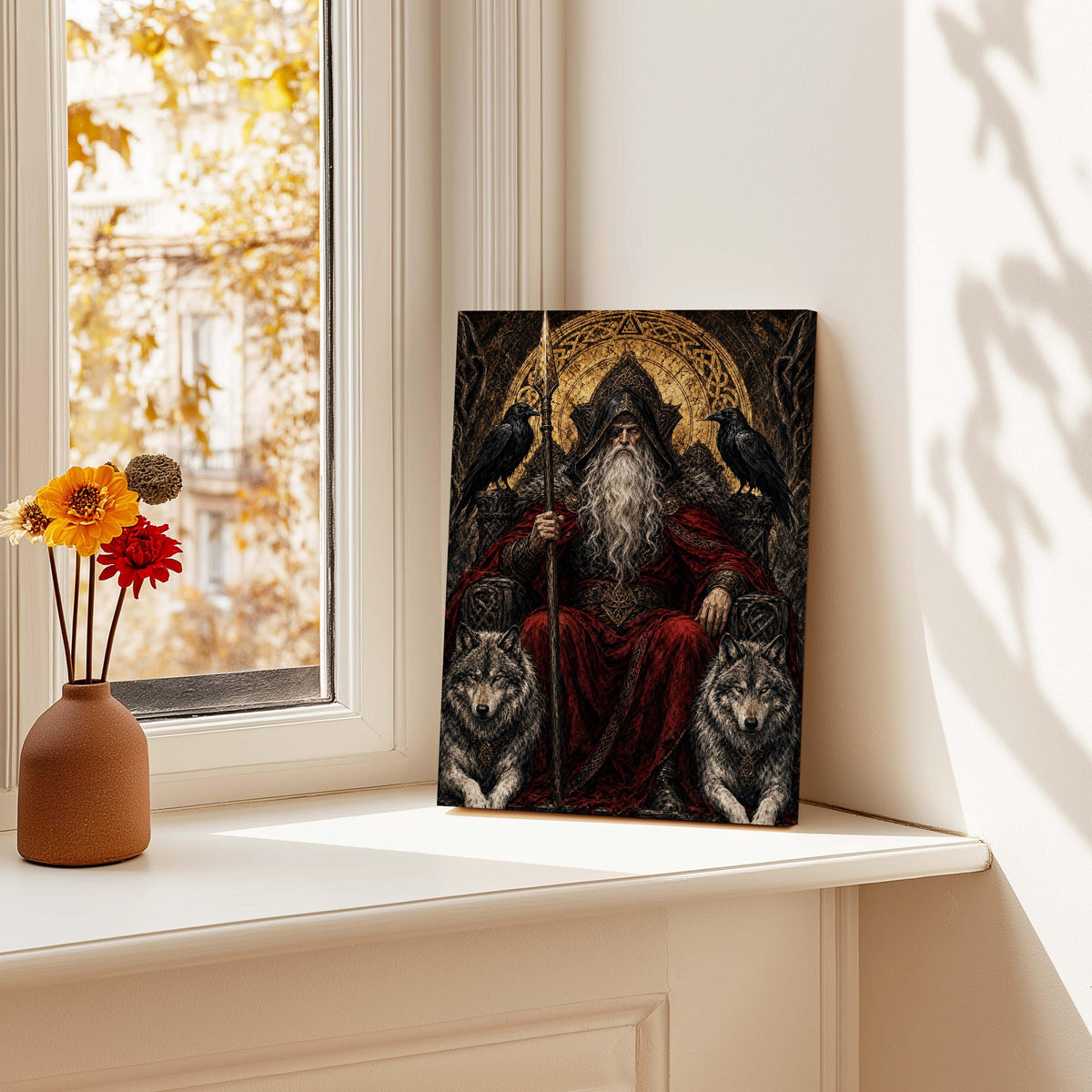 Viking Odin Home Decor - Dark Fantasy Odin Poster & Canvas, Norse God Viking Wall Art, Gothic Man