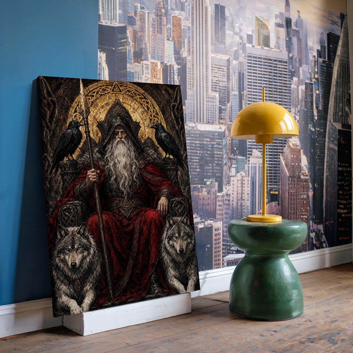 Viking Odin Home Decor - Dark Fantasy Odin Poster & Canvas, Norse God Viking Wall Art, Gothic Man