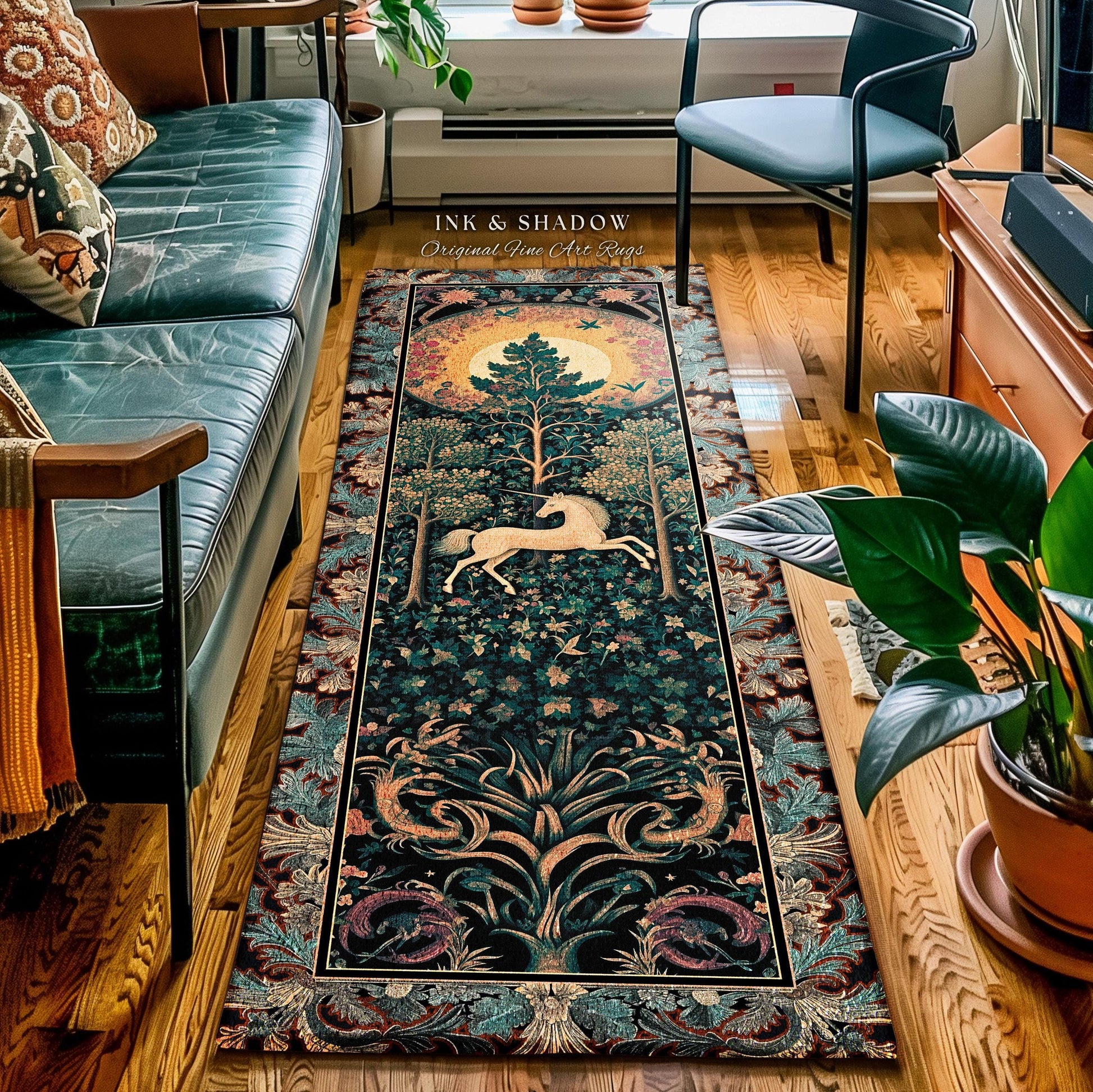 Viking Rug - Viking Axe Runner Rug: Blue Celtic Knot Carpet, Nordic Warrior Pattern, Fantasy Decor