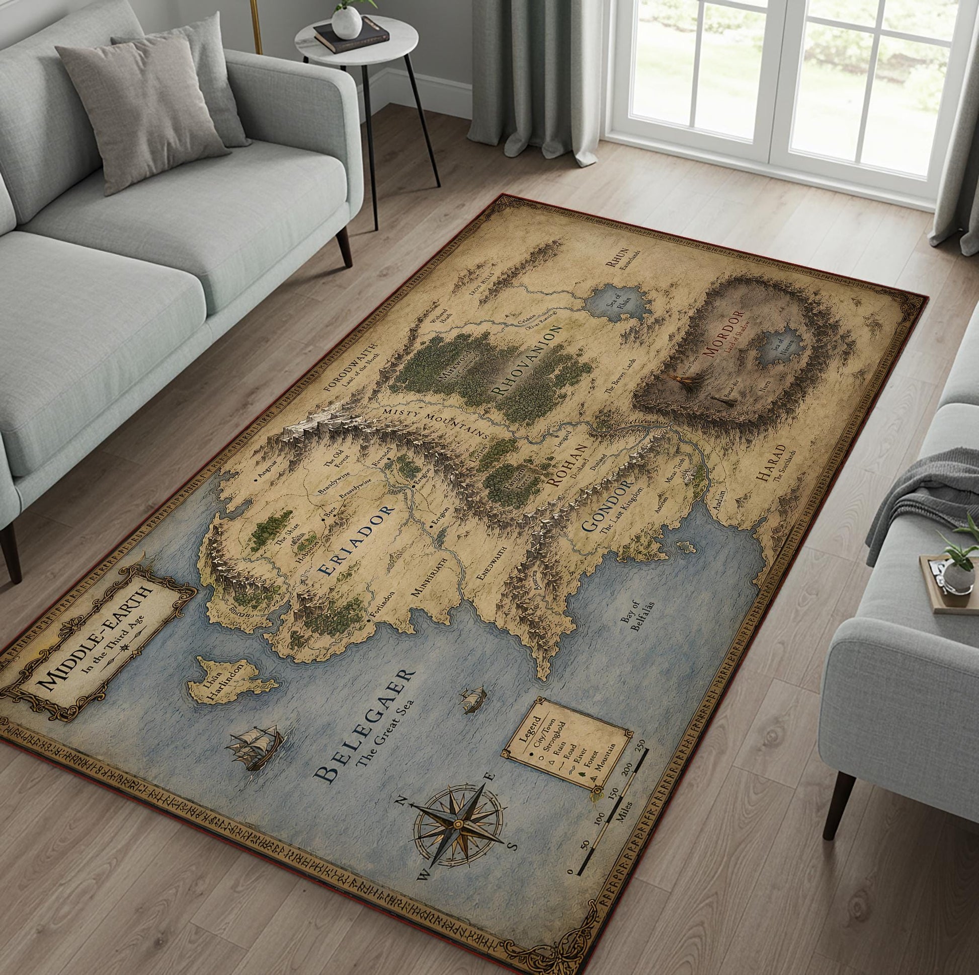 Viking Rug - Viking Art Rug: Norse Pagan Shield, 3D Print Floor Decor