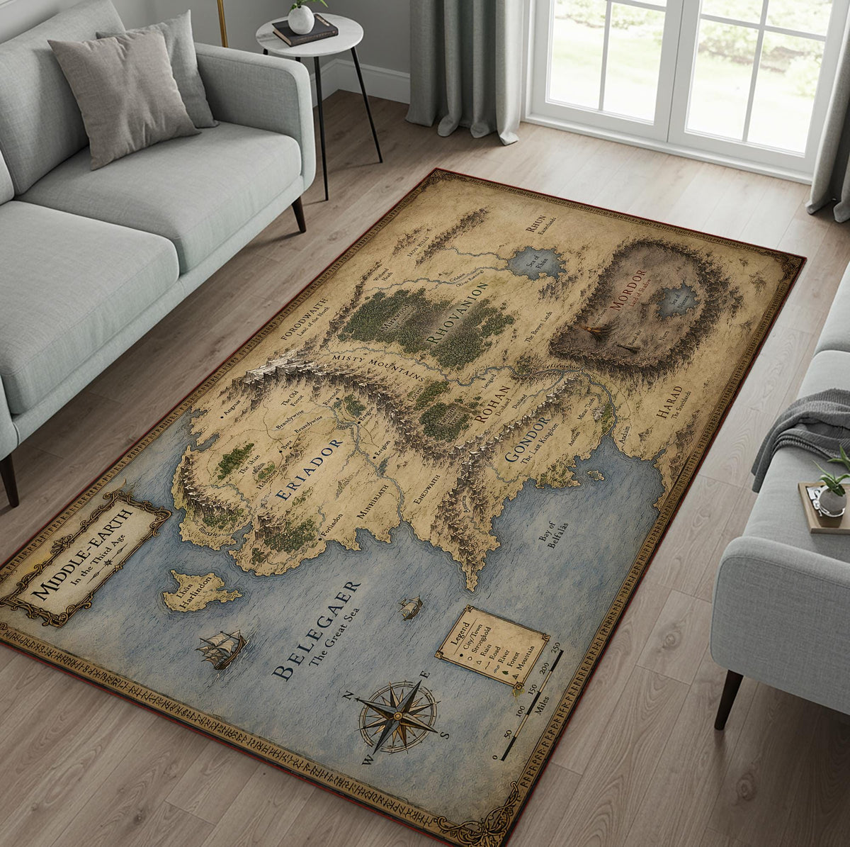 Viking Rug - Viking Art Rug: Norse Pagan Shield, 3D Print Floor Decor