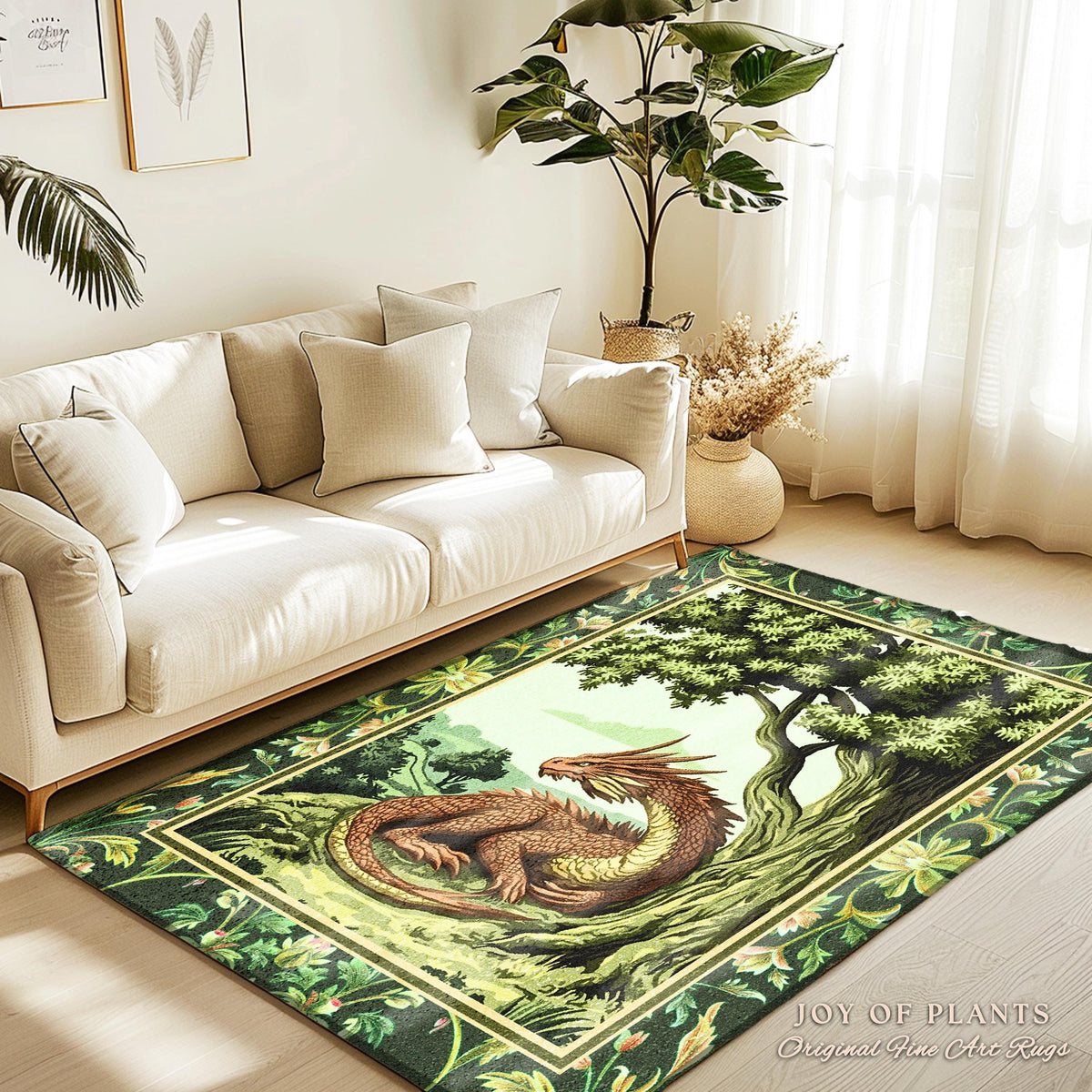 Viking Yggdrasil Tree of Life Rug - Yggdrasil Raven Rug – Green Tree of Life Carpet with Celtic