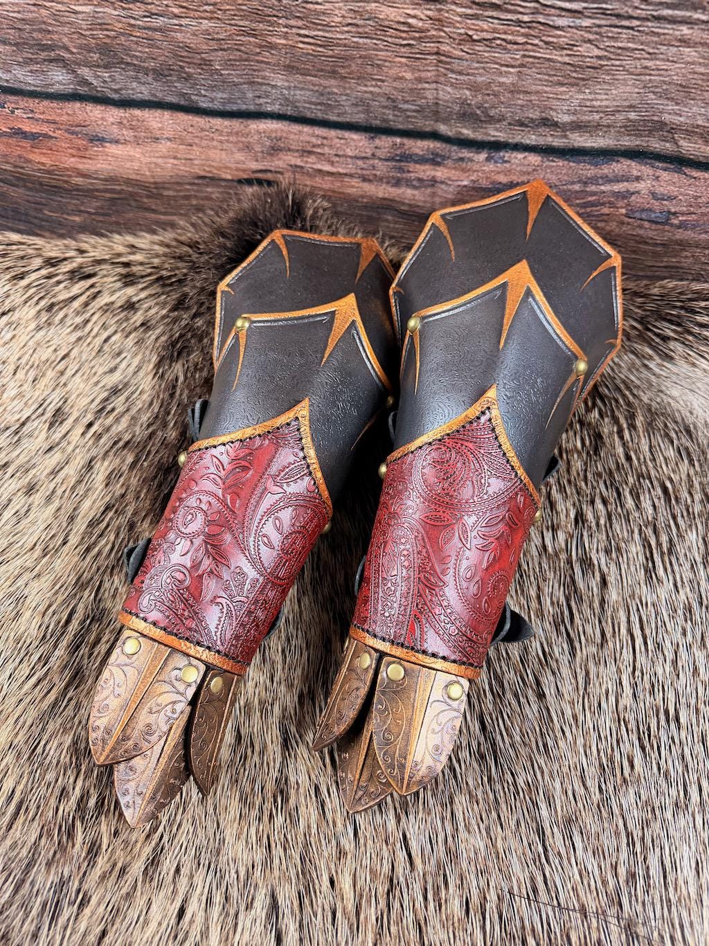 Viking Costume & LARP - Leather Viking Bracers: Ragnarok LARP Renfair Medieval Armor