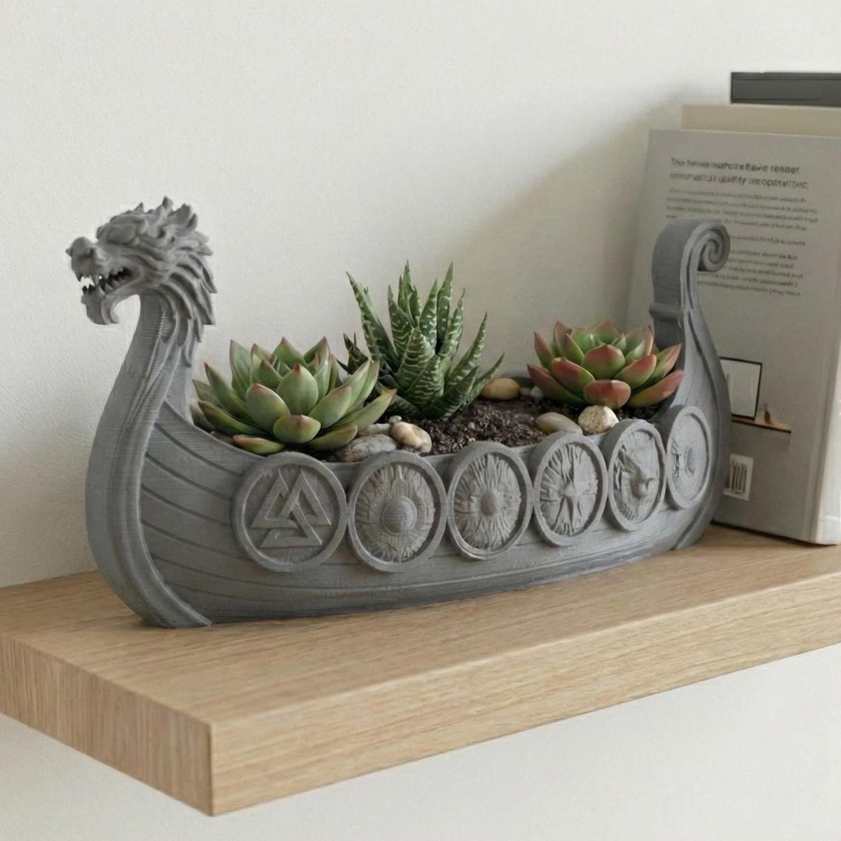 Viking Longship Home Decor - Viking Longship Planter Set, Norse Succulent Pot in Small Medium Large