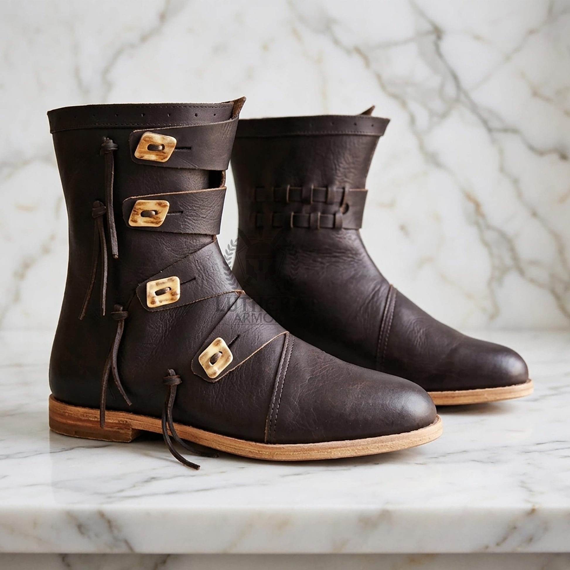 Viking Boots - Medieval Knee High Leather Boots – Renaissance Boots, LARP Footwear, Viking Boots