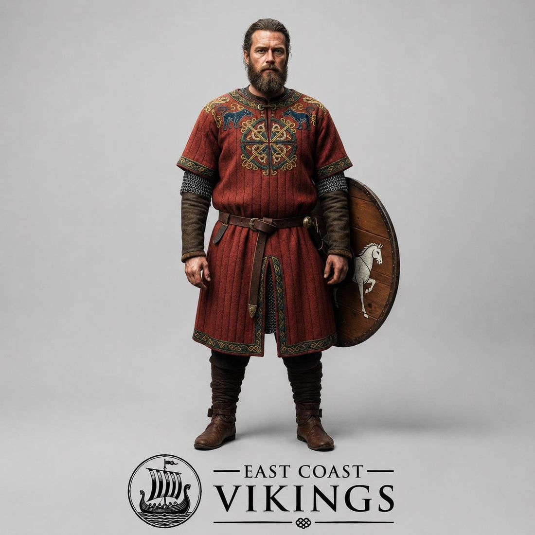 Viking T-Shirt - Embroidered Viking Tunic: Pure Lambs wool with cotton Lining, Reenactment Garb