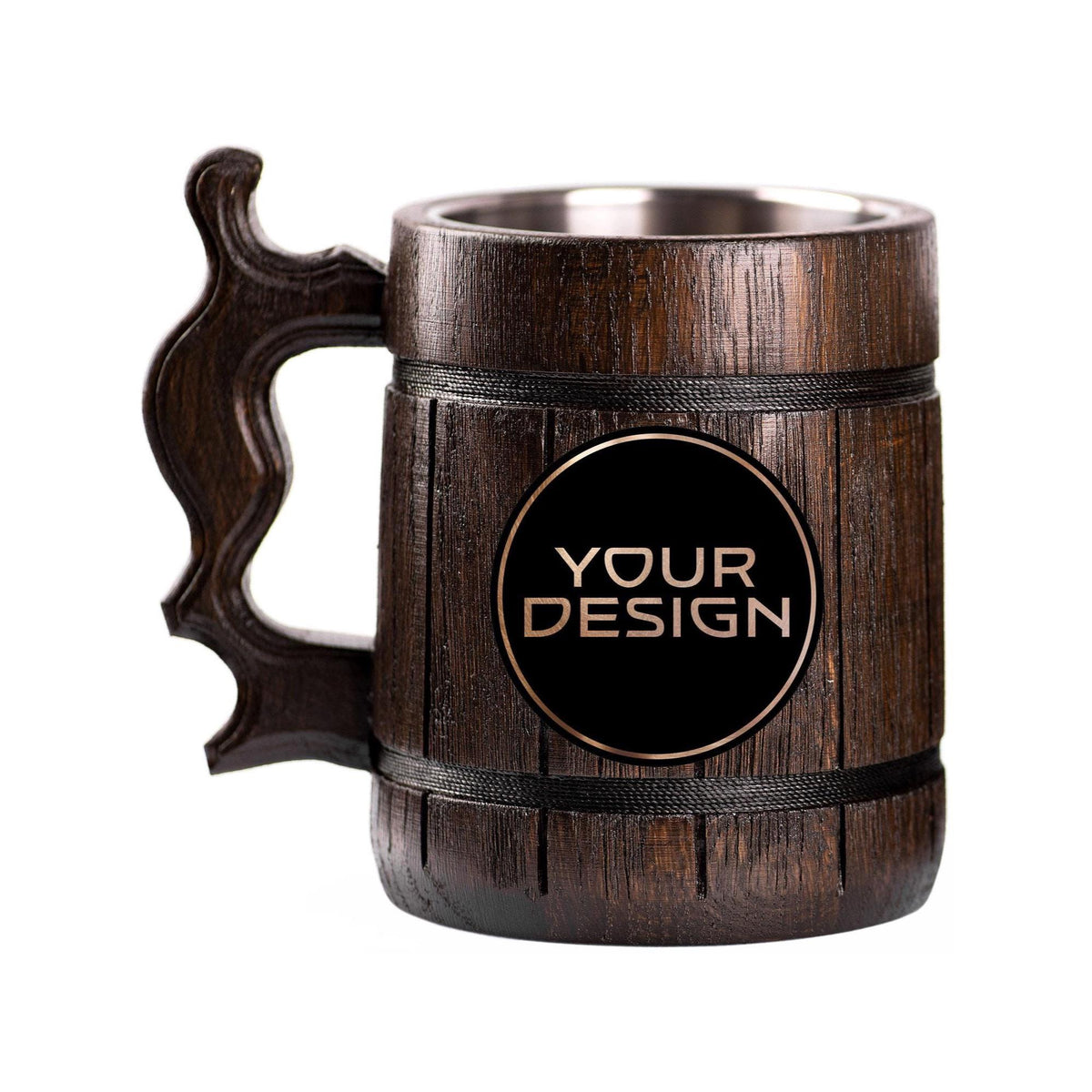 Viking Mug - Handcrafted Wooden Beer Mug: Rustic Viking Tankard with Stainless Steel Lining