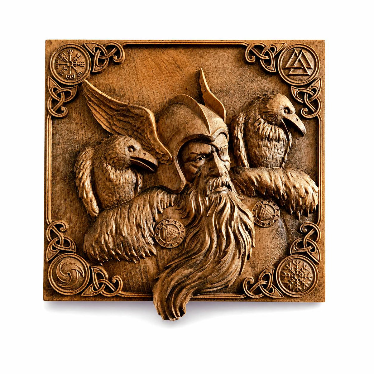Viking Home Decor - Hand-Carved Viking Warrior Beech Wood Panel – Norse Decor