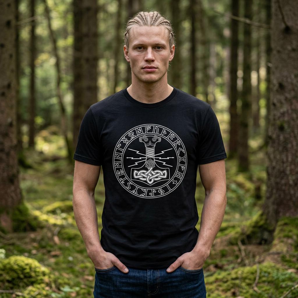 Viking Thor's Hammer T-Shirt - Mjolnir Thor Hammer Viking Shirt, Norse Mythology T-Shirt, Nordic