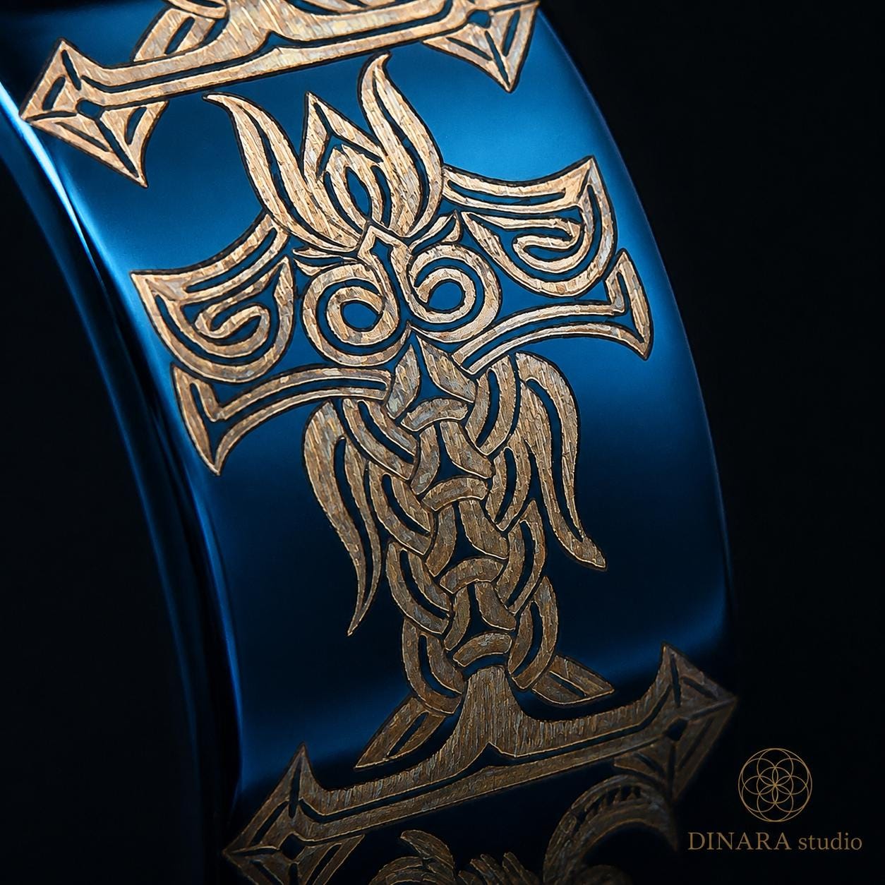 Viking Odin Ring - Blue Tungsten Viking Ring Norse Wedding Band Odin Symbol Personalized Mens